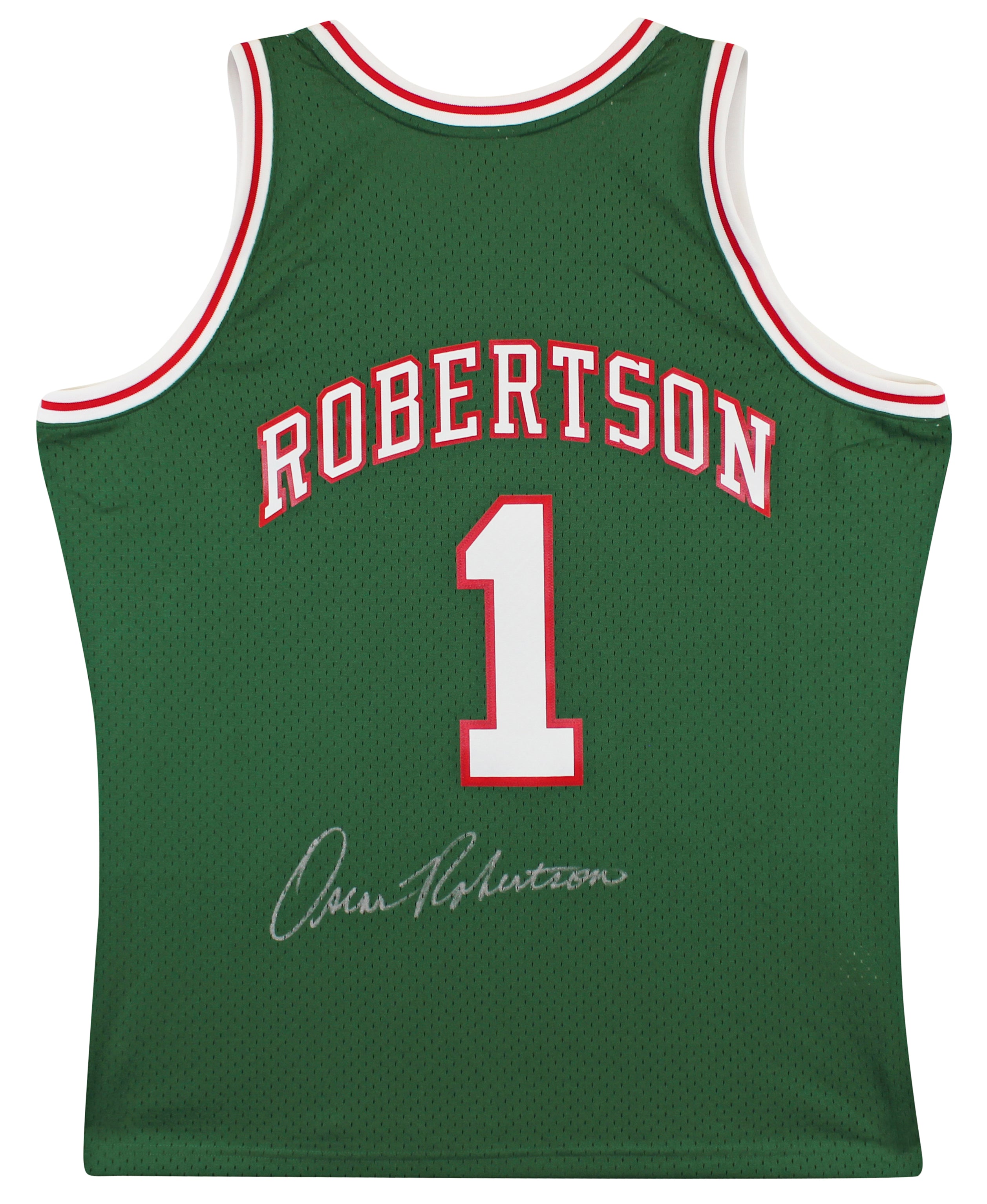 Bucks Oscar Robertson Signed 1970-71 Green M&N Swingman Jersey BAS Witnessed