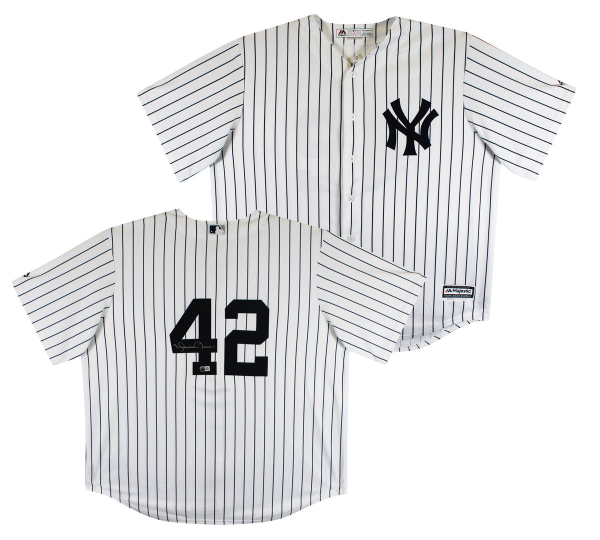 Yankees Mariano Rivera Signed White Pinstripe Majestic Cool Base Jersey BAS Wit