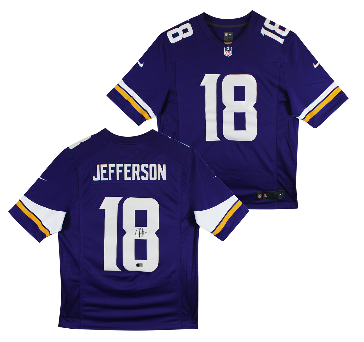 Vikings Justin Jefferson Authentic Signed Purple Nike Limited Jersey BAS Wit 2