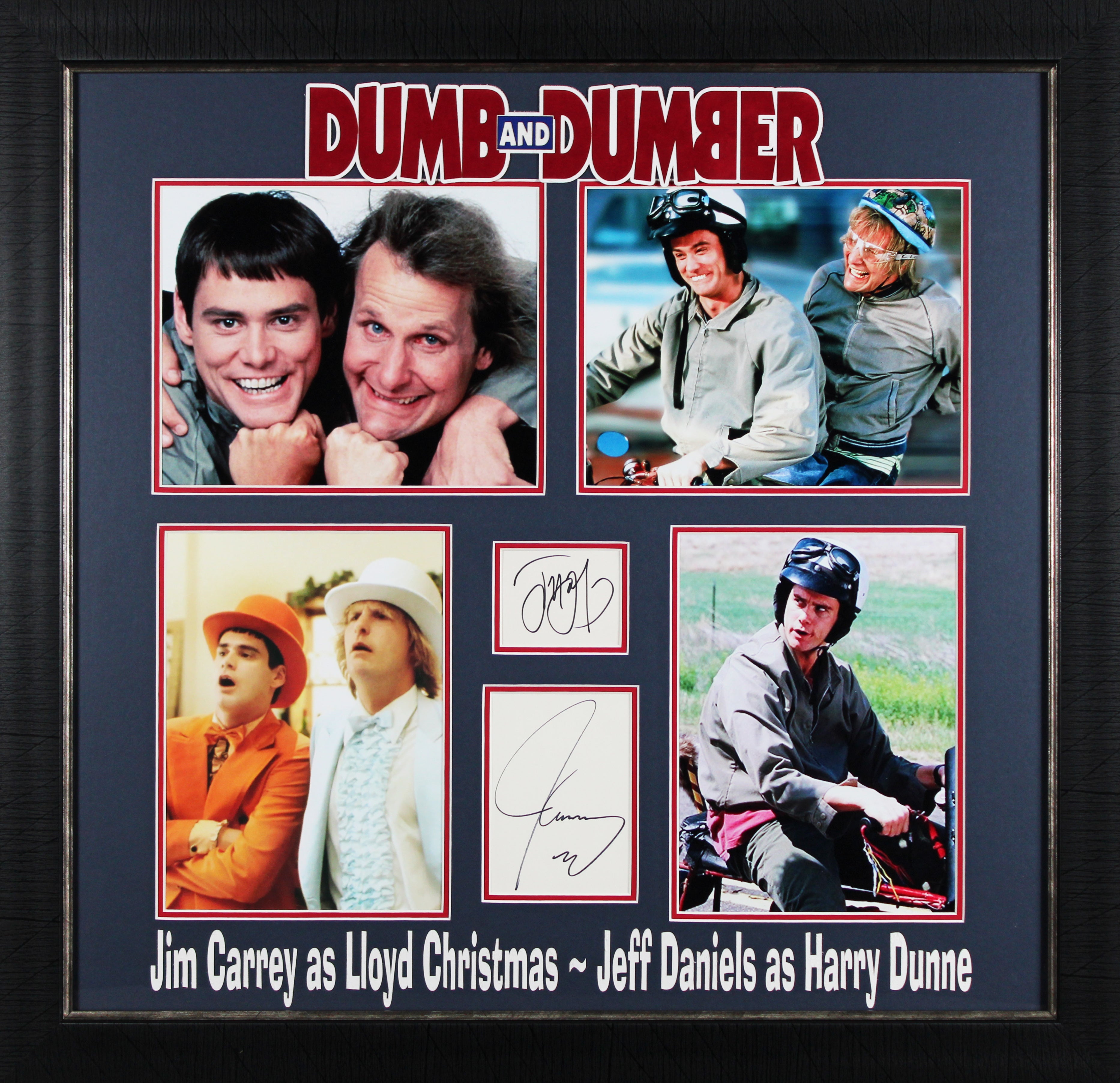 Jim Carrey & Jeff Daniels Dumb and Dumber Signed Framed Display BAS #AE13551