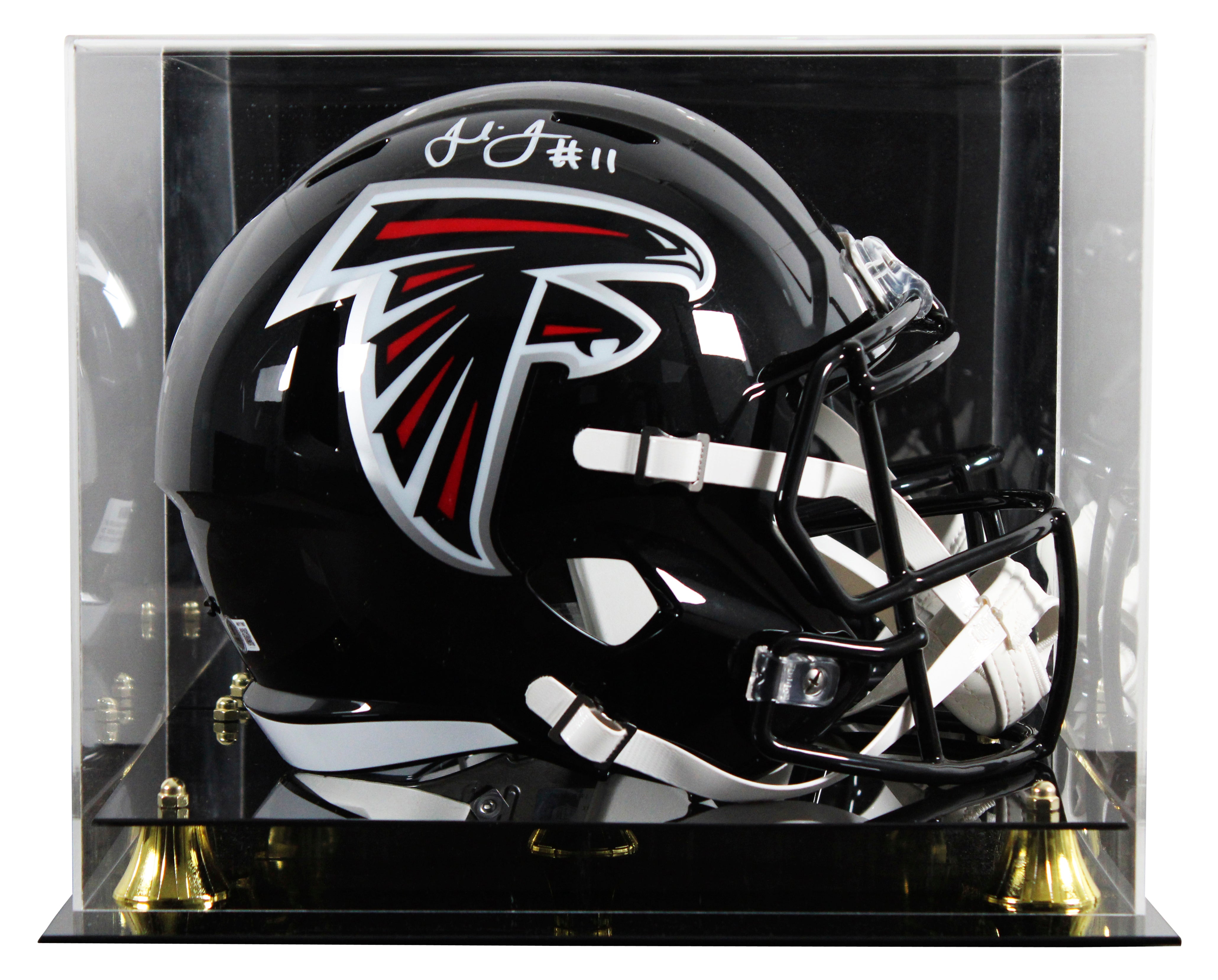 Falcons Julio Jones Signed 2003-19 TB Full Size Speed Rep Helmet W/ Case BAS Wit