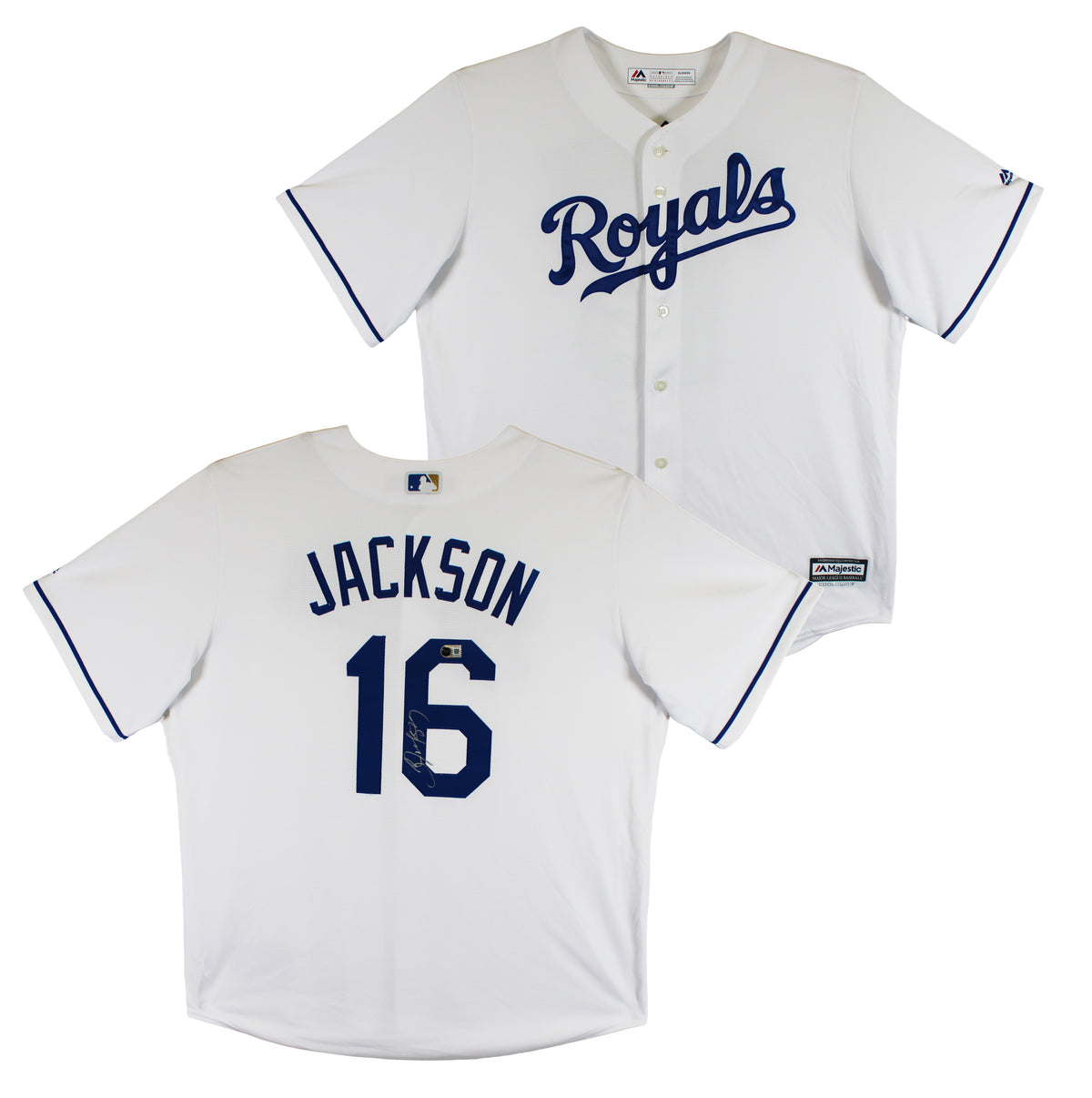 Royals Bo Jackson Signed White Majestic Cool Base Jersey BAS Witnessed #5W071418