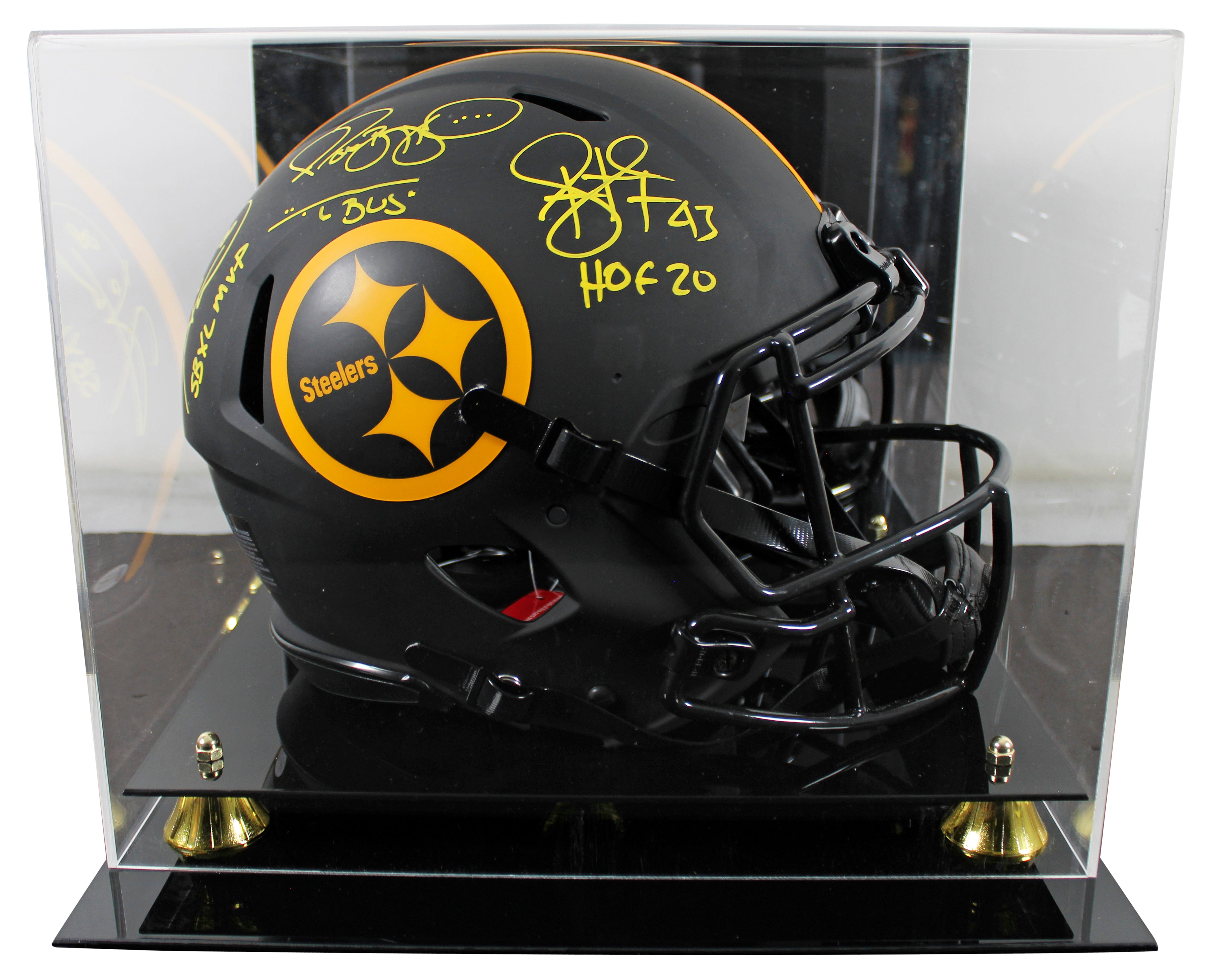 (3) Bettis, Ward & Polamalu Signed Eclipse F/S Speed Proline Helmet W/ Case BAS