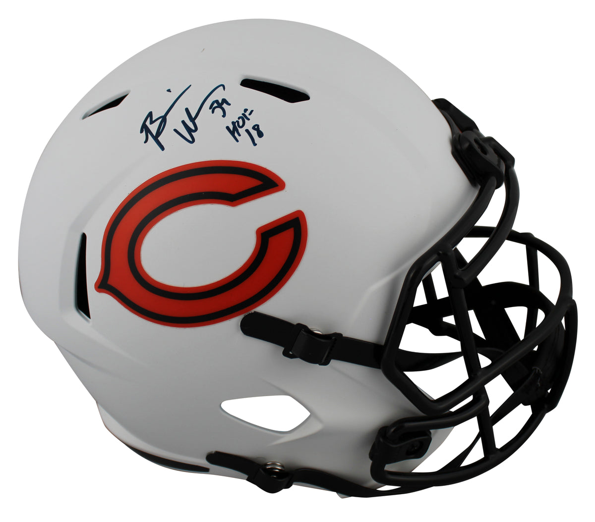 Bears Brian Urlacher "HOF 18" Signed Lunar F/S Speed Rep Helmet W/ Case BAS Wit