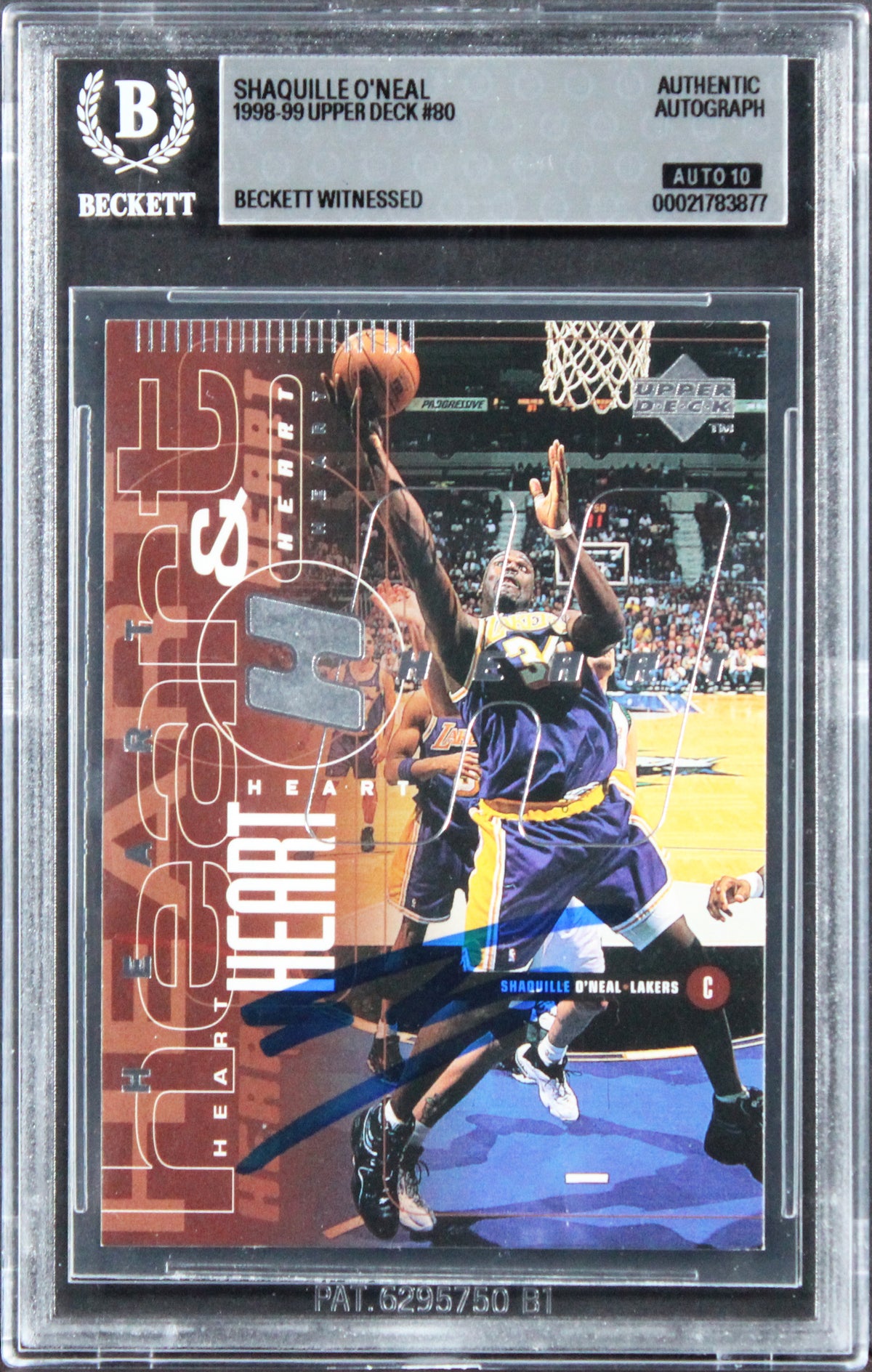 Lakers Shaquille O'Neal Signed 1998 Upper Deck #80 Card Auto GM 10! BAS Slabbed