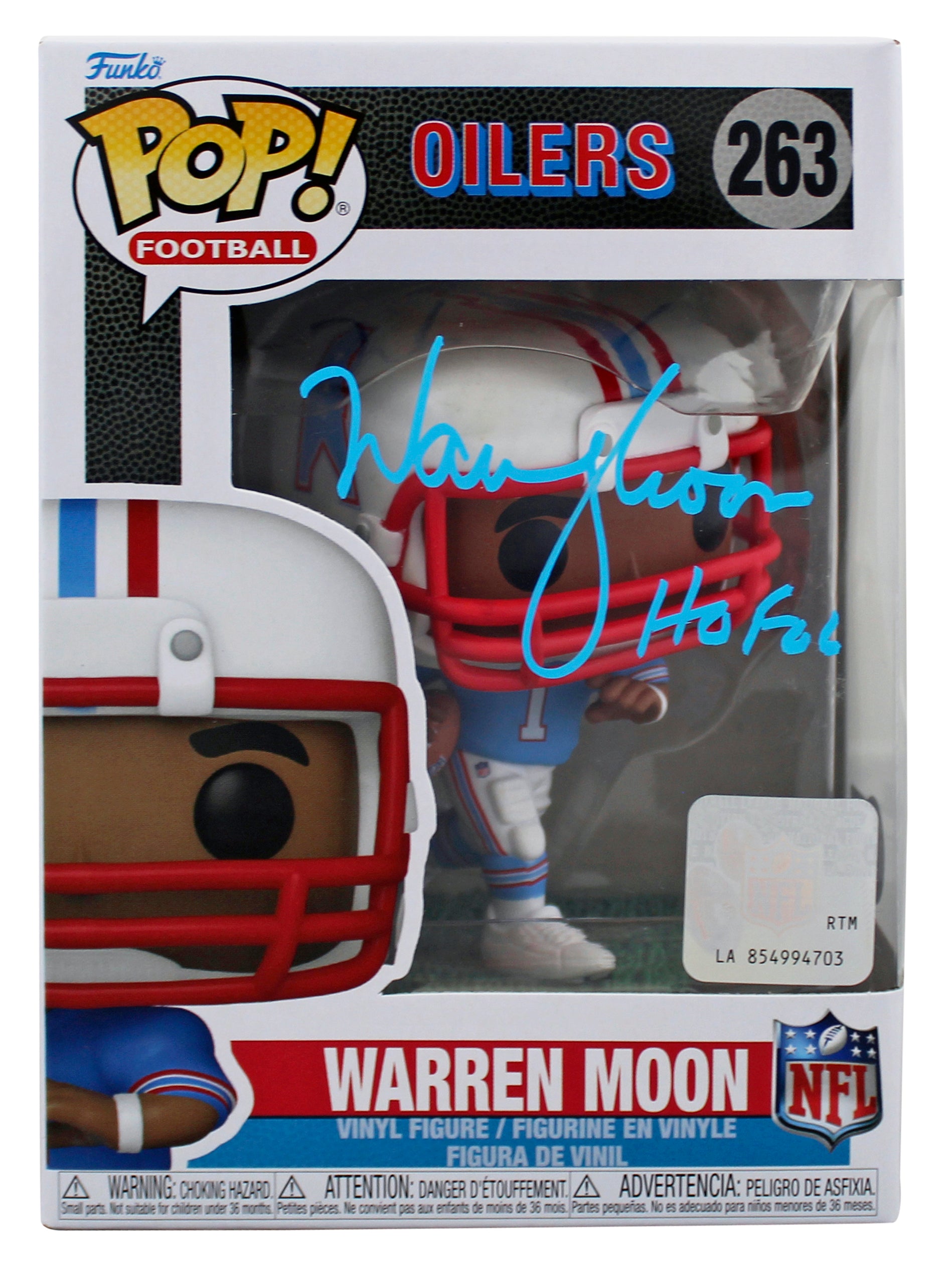 Oilers Warren Moon "HOF 06" Signed #263 Funko Pop Vinyl Figure BAS Witnessed