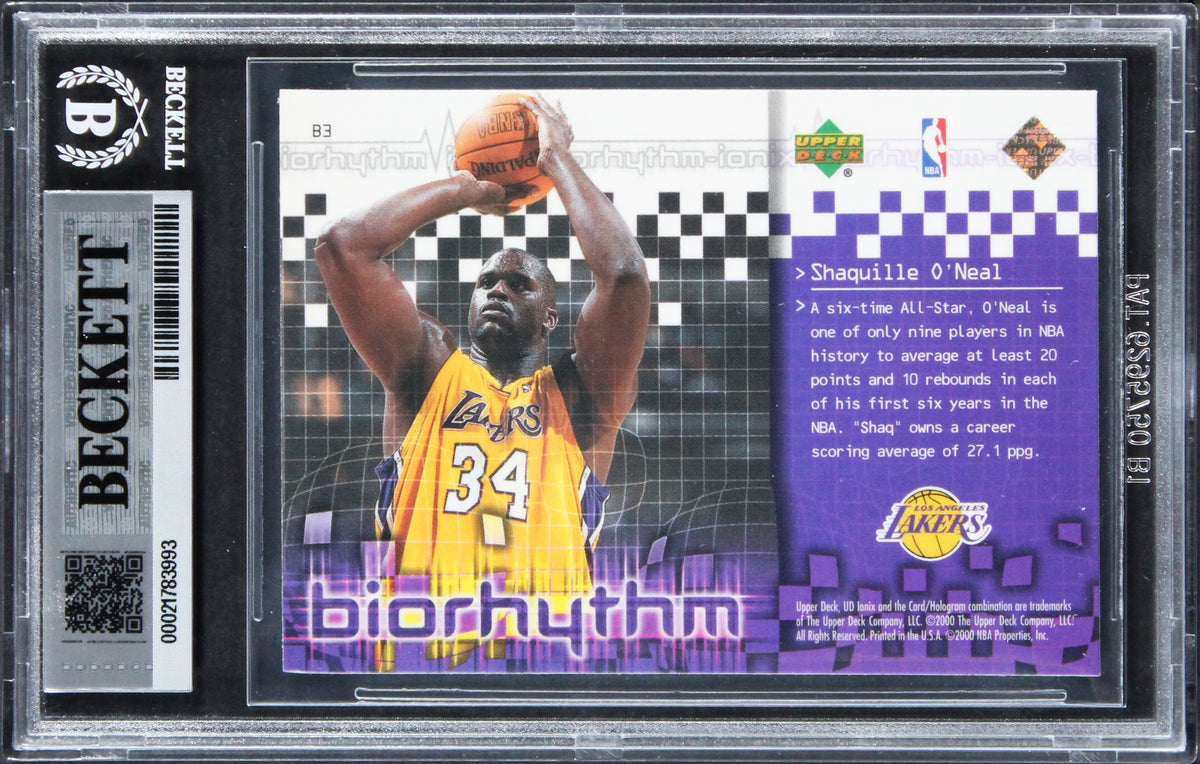 Shaquille O'Neal Signed 1999 UD Ionix Biorhythm #83 Card Auto GM 10! BAS Slabbed