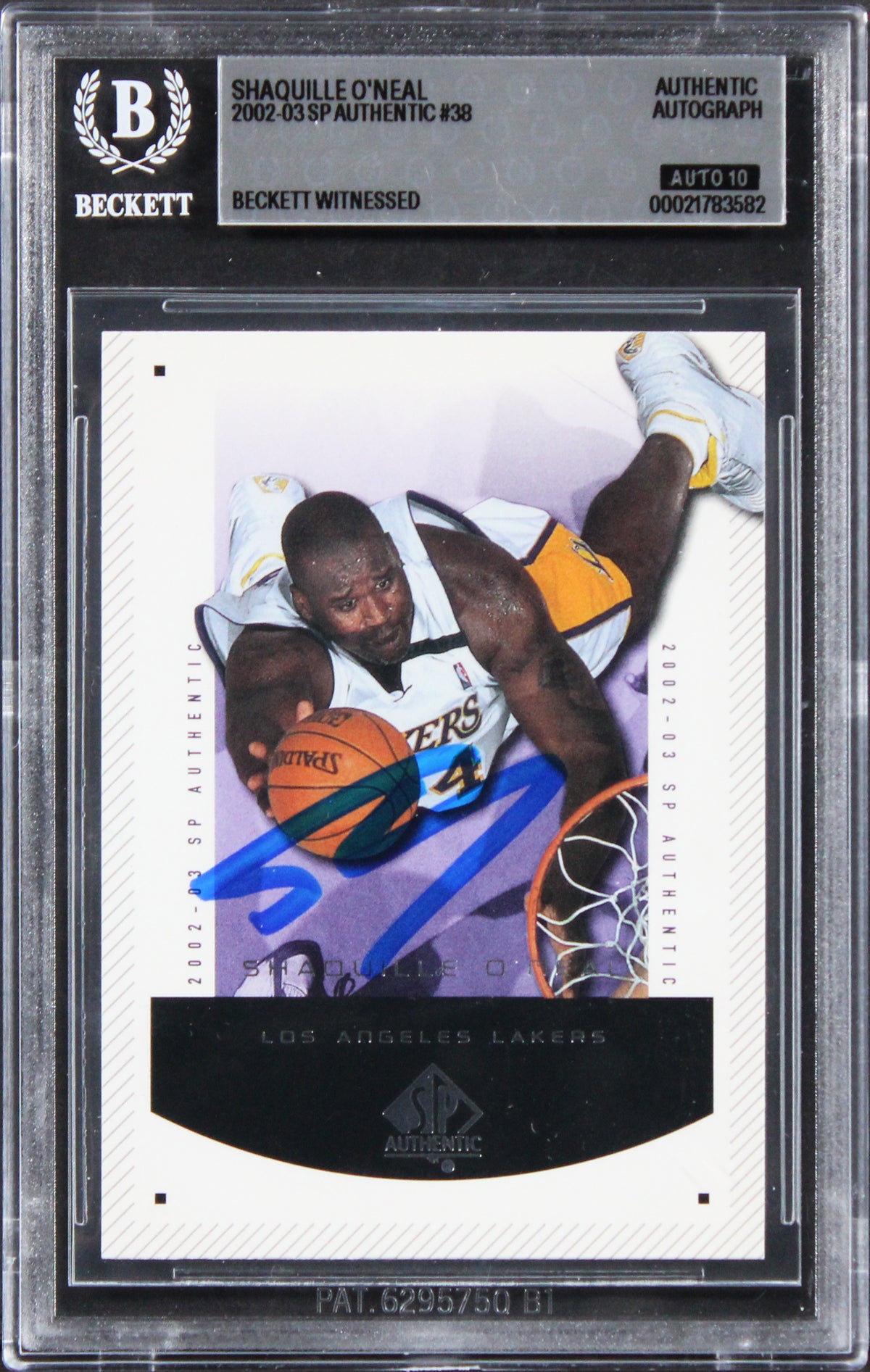 Lakers Shaquille O'Neal Signed 2002 SP Authentic #38 Card Auto 10! BAS Slabbed