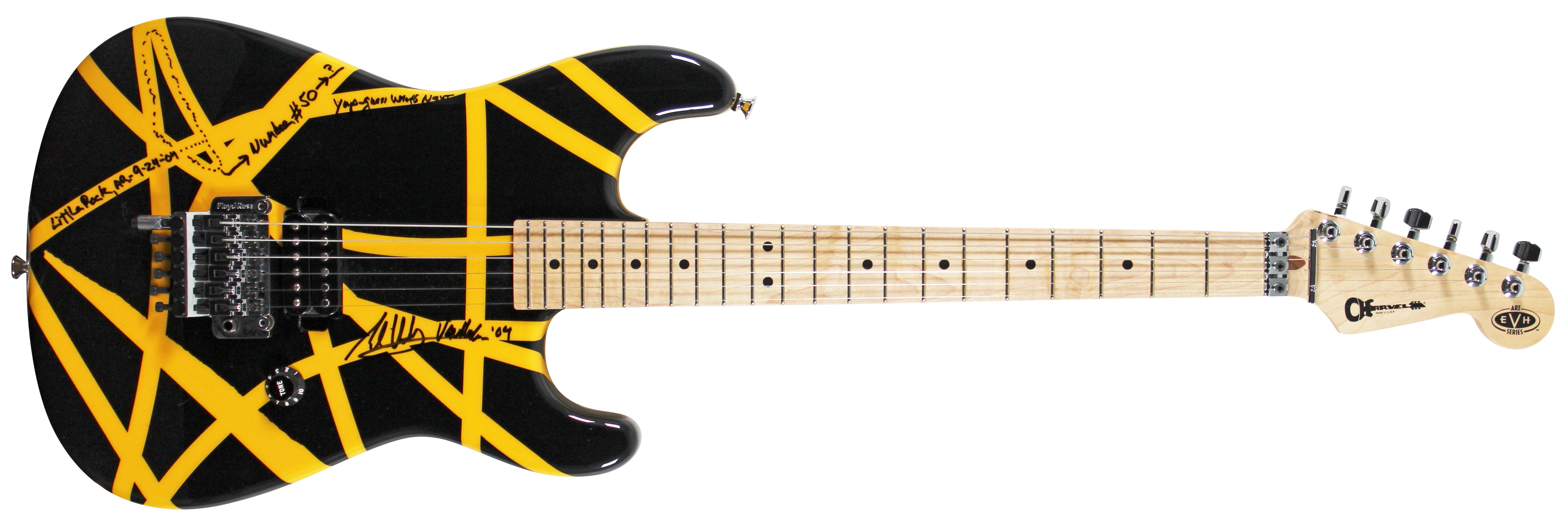 Eddie Van Halen Signed 9/24/04 Stage-Used & Hand-Striped 2004 "Bumblebee" Guitar