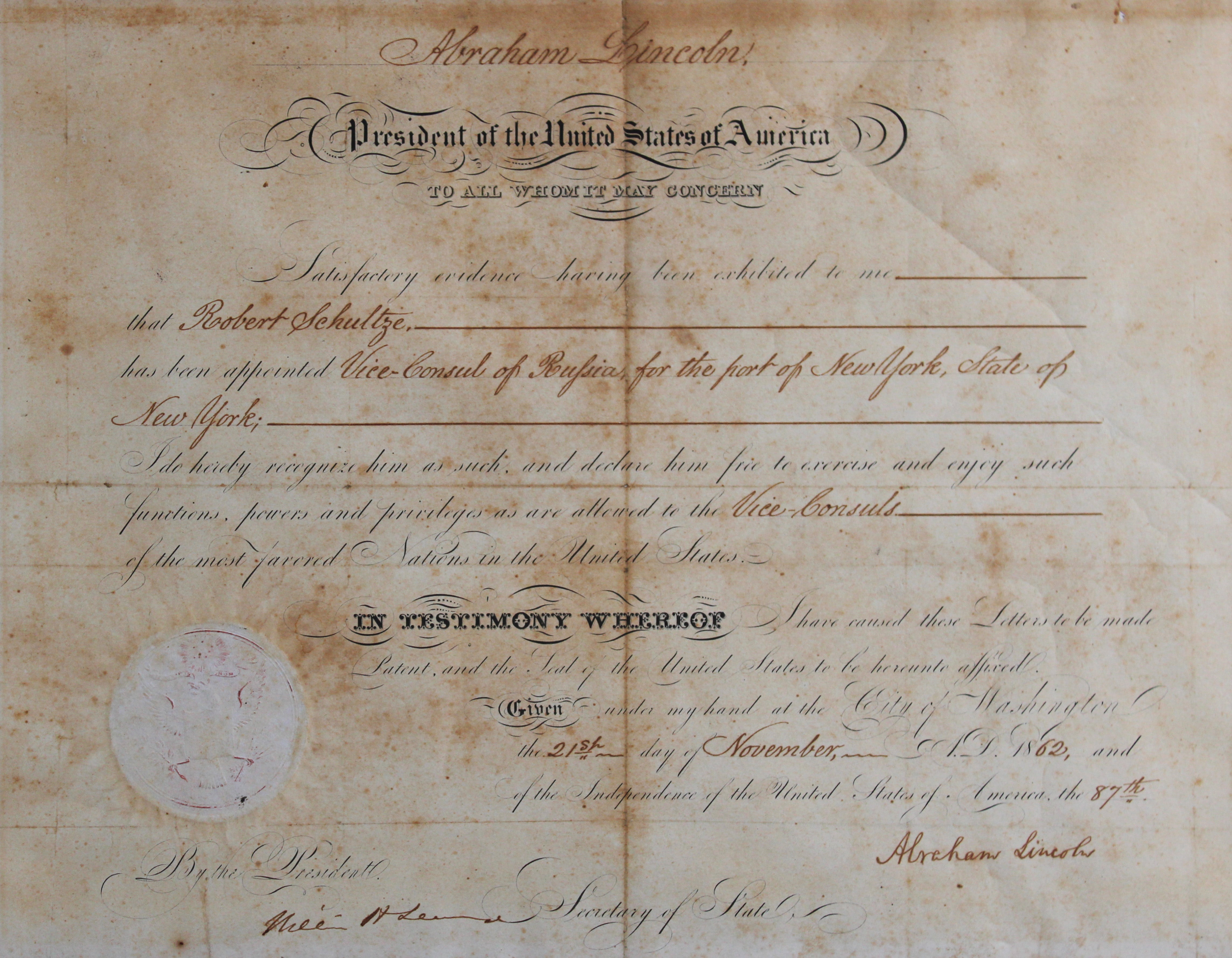 Abraham Lincoln Signed & Framed 12x15 1862 Appointment Document BAS #AE13665