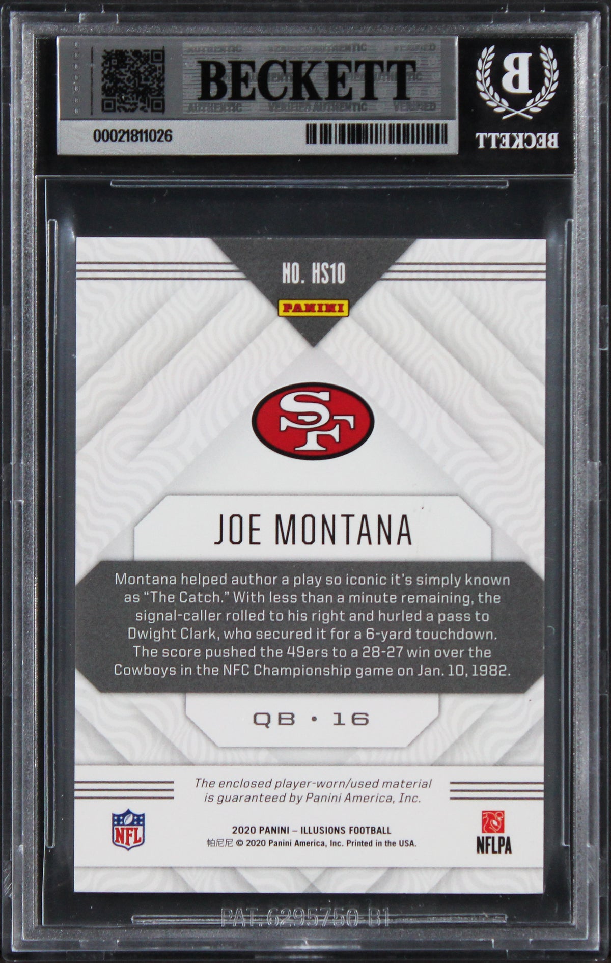 49ers Joe Montana Signed 2020 Panini Illusions #10 Card Auto 10! BAS Slabbed 2