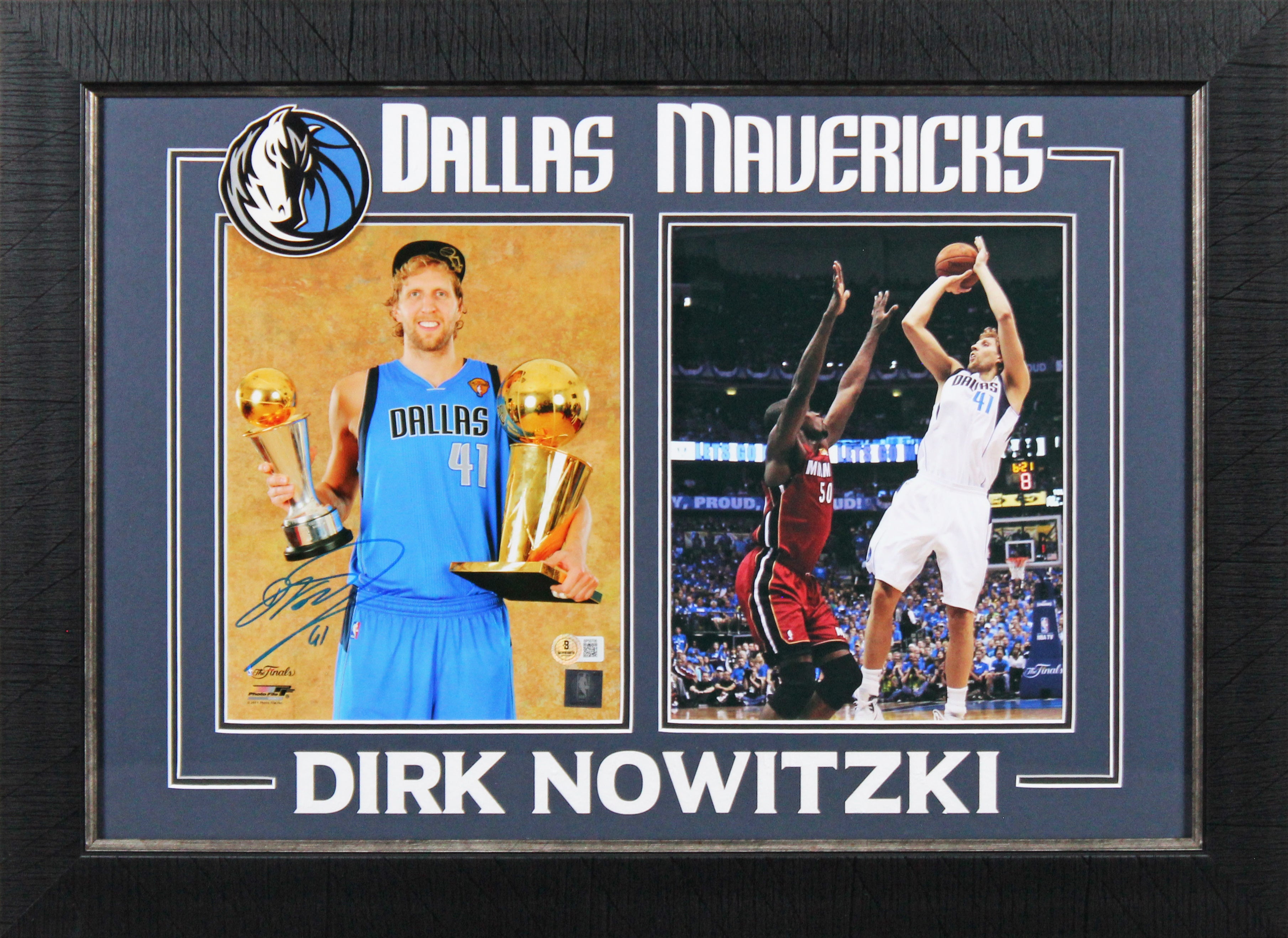 Mavericks Dirk Nowitzki Authentic Signed 8x10 Framed Photo BAS #BP50706