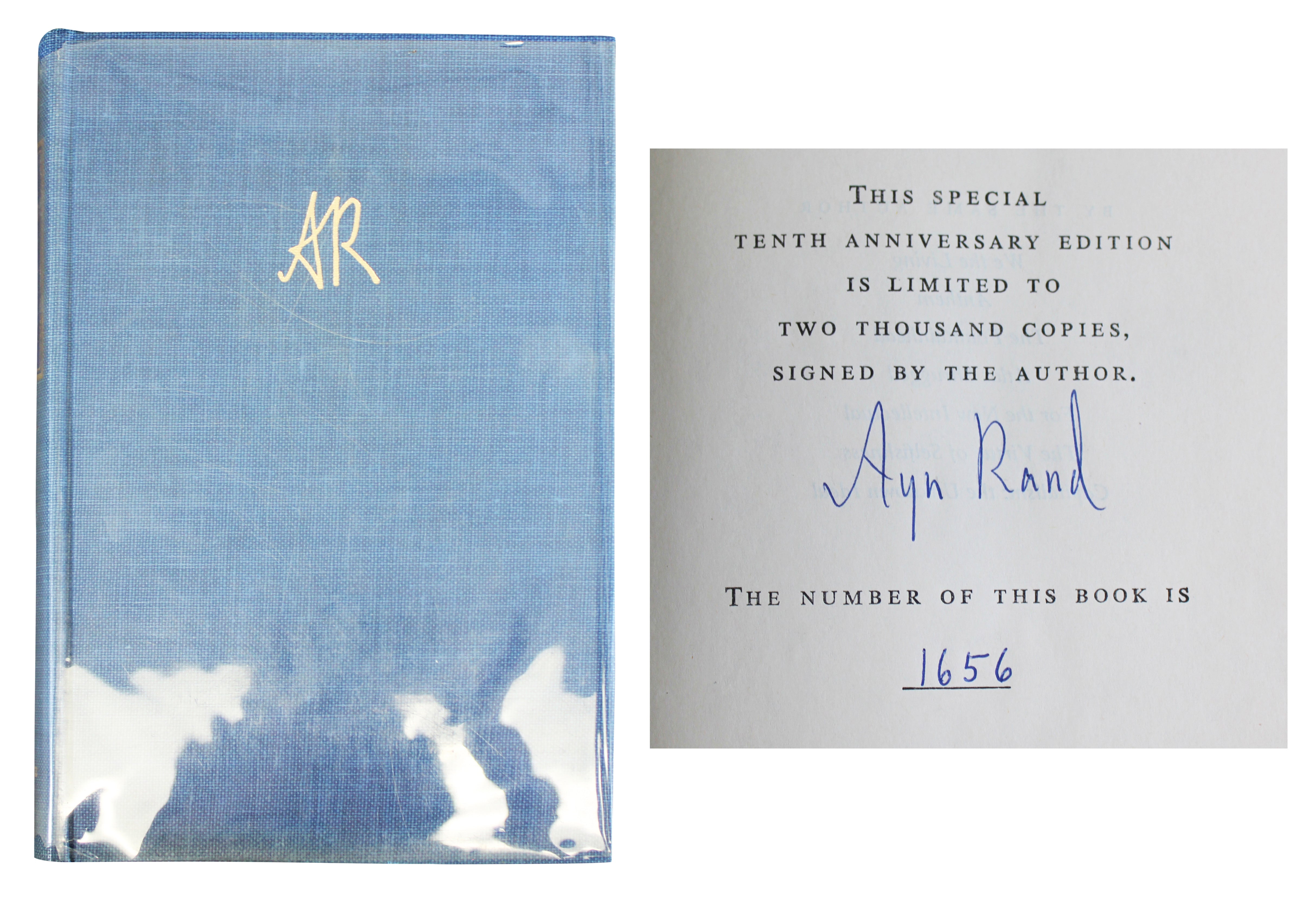 Ayn Rand Signed Atlas Shrugged 10th Anniv Ed. Hard Cover Book LE #1656/2000 BAS