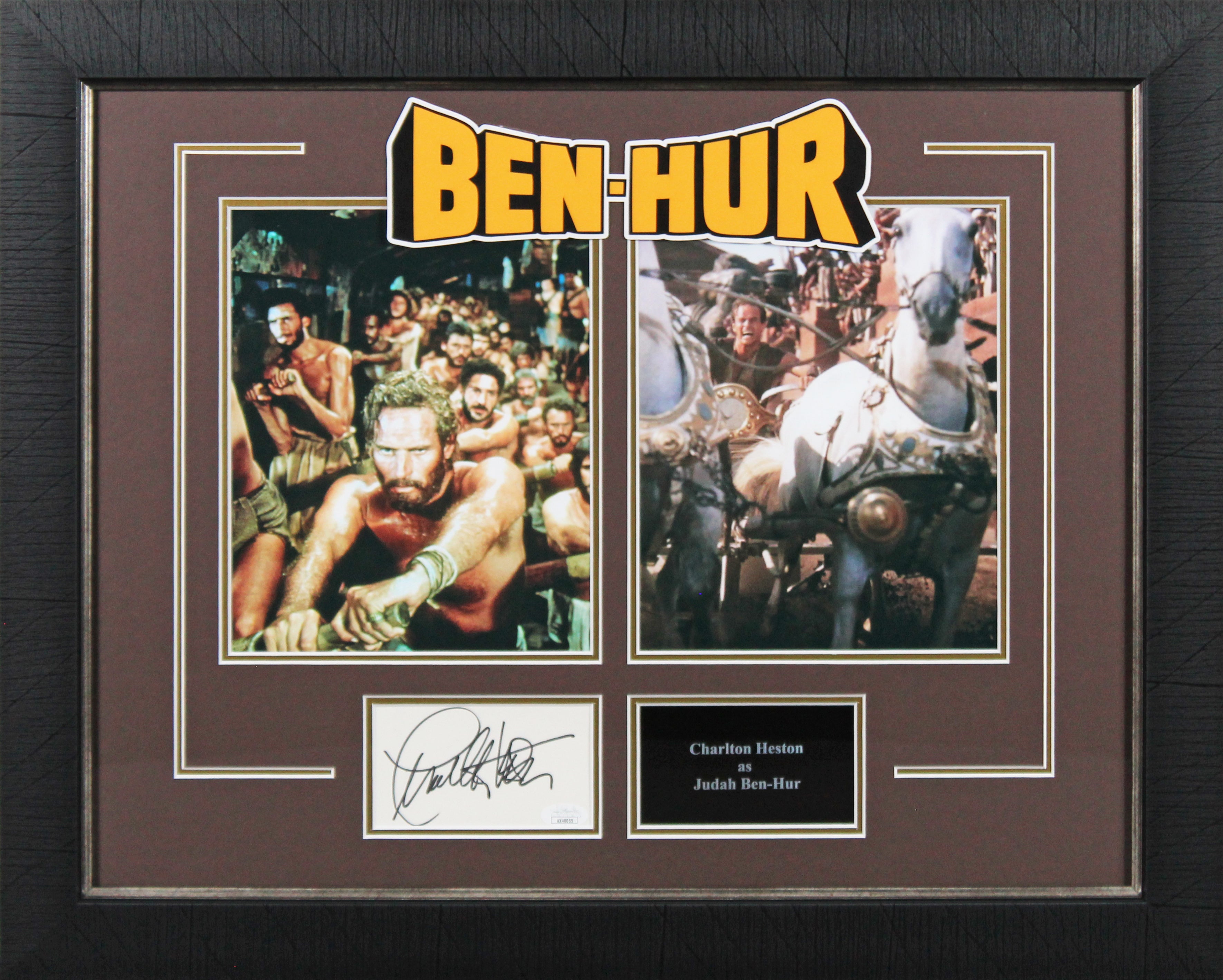 Charlton Heston Ben-Hur Authentic Signed 3x5 Index Card Framed Display JSA