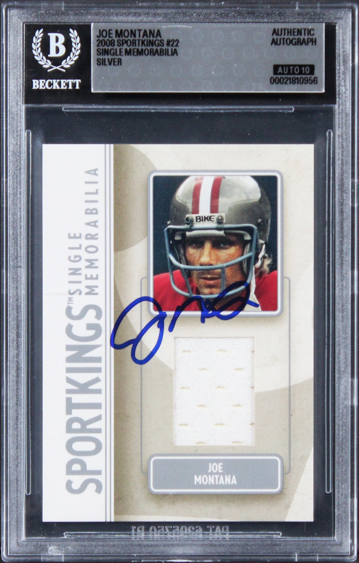 49ers Joe Montana Signed 2008 Sport Kings Silver #22 Card Auto 10! BAS Slabbed