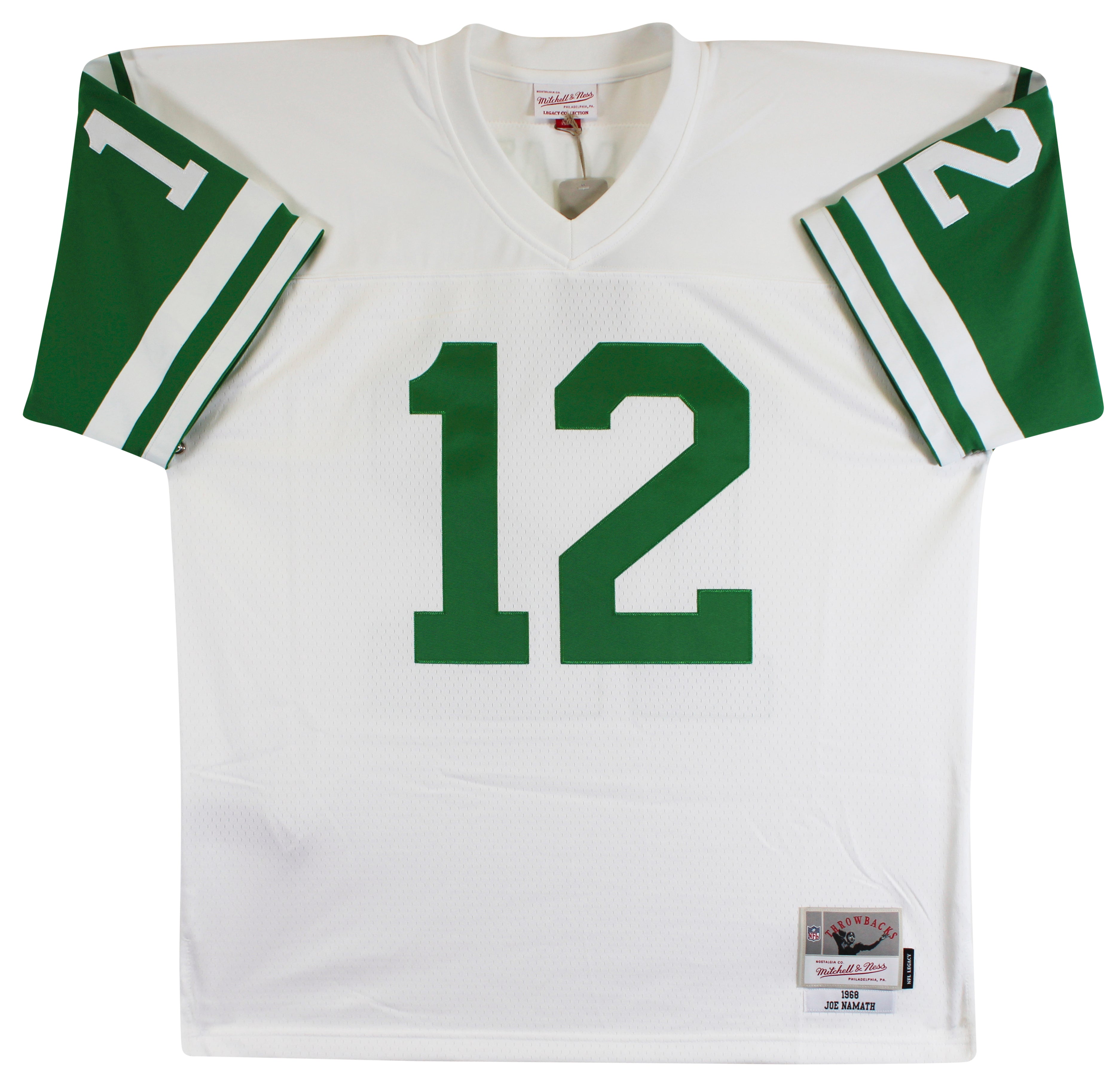 Jets Joe Namath Authentic Signed White M&N Jersey BAS Witnessed #3W324309