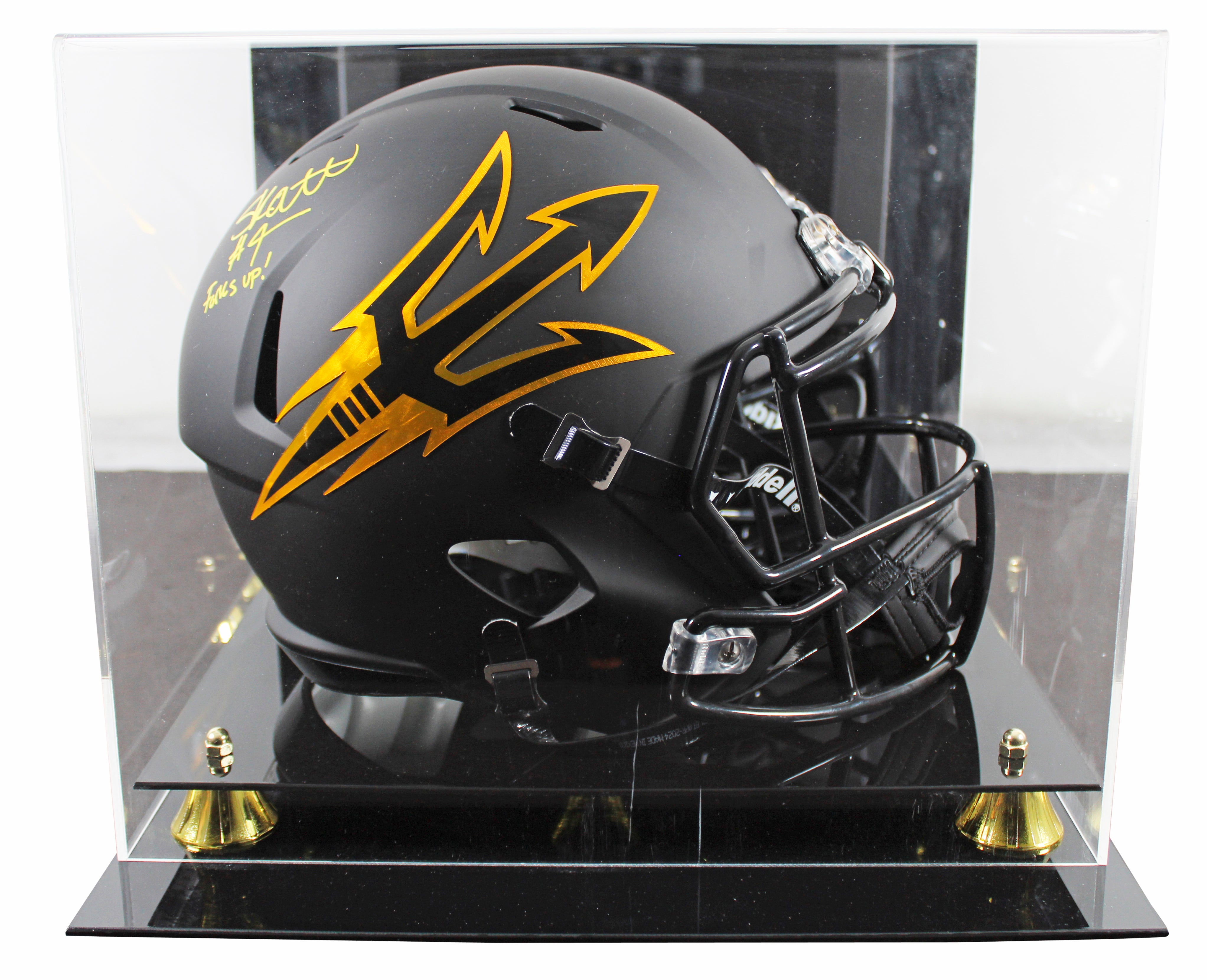 Arizona State Cameron Skattebo Signed Black F/S Speed Rep Helmet W/ Case BAS Wit