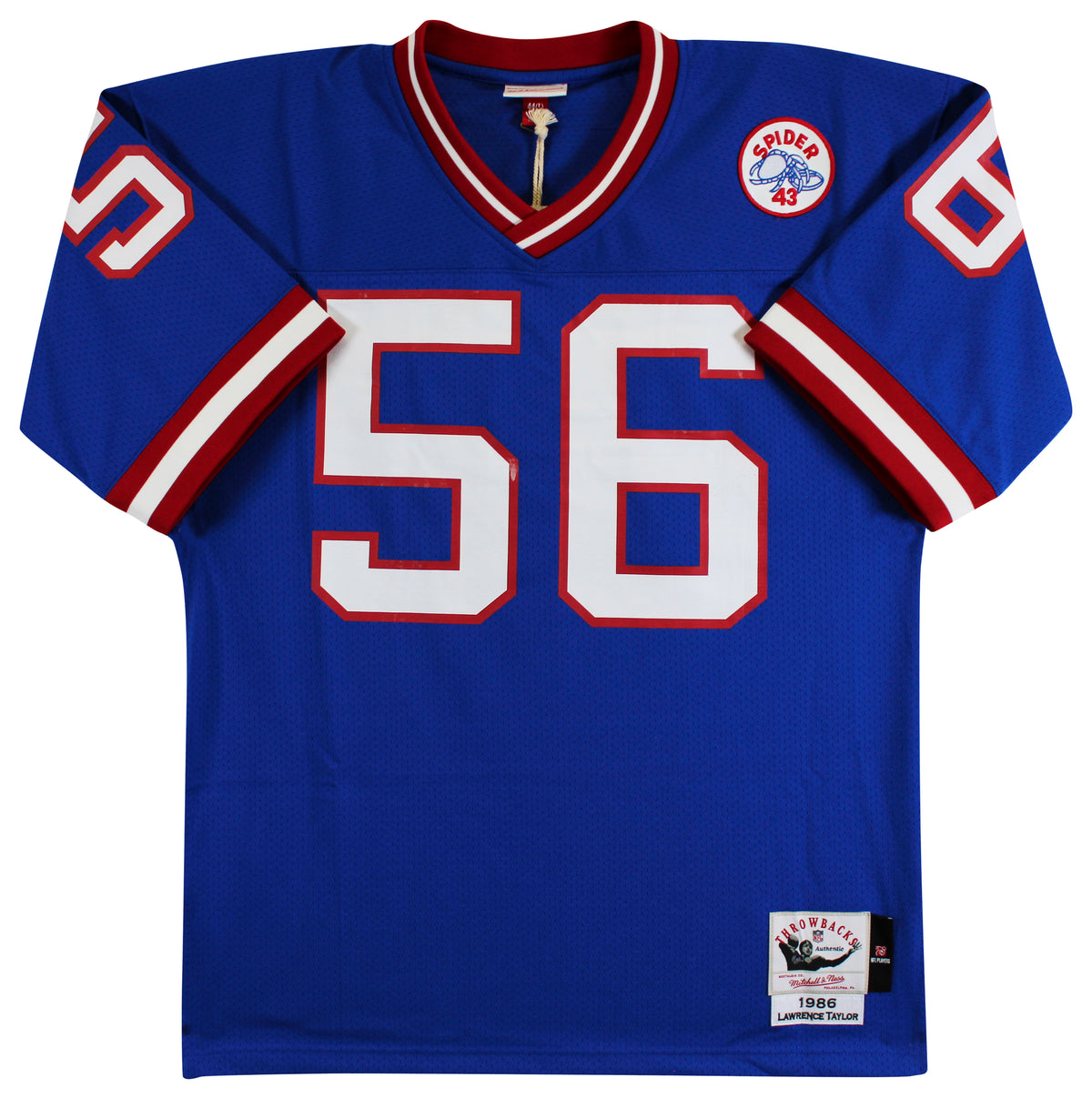 Giants Lawrence Taylor Signed 1986 Blue M&N Throwback Authentic Jersey BAS