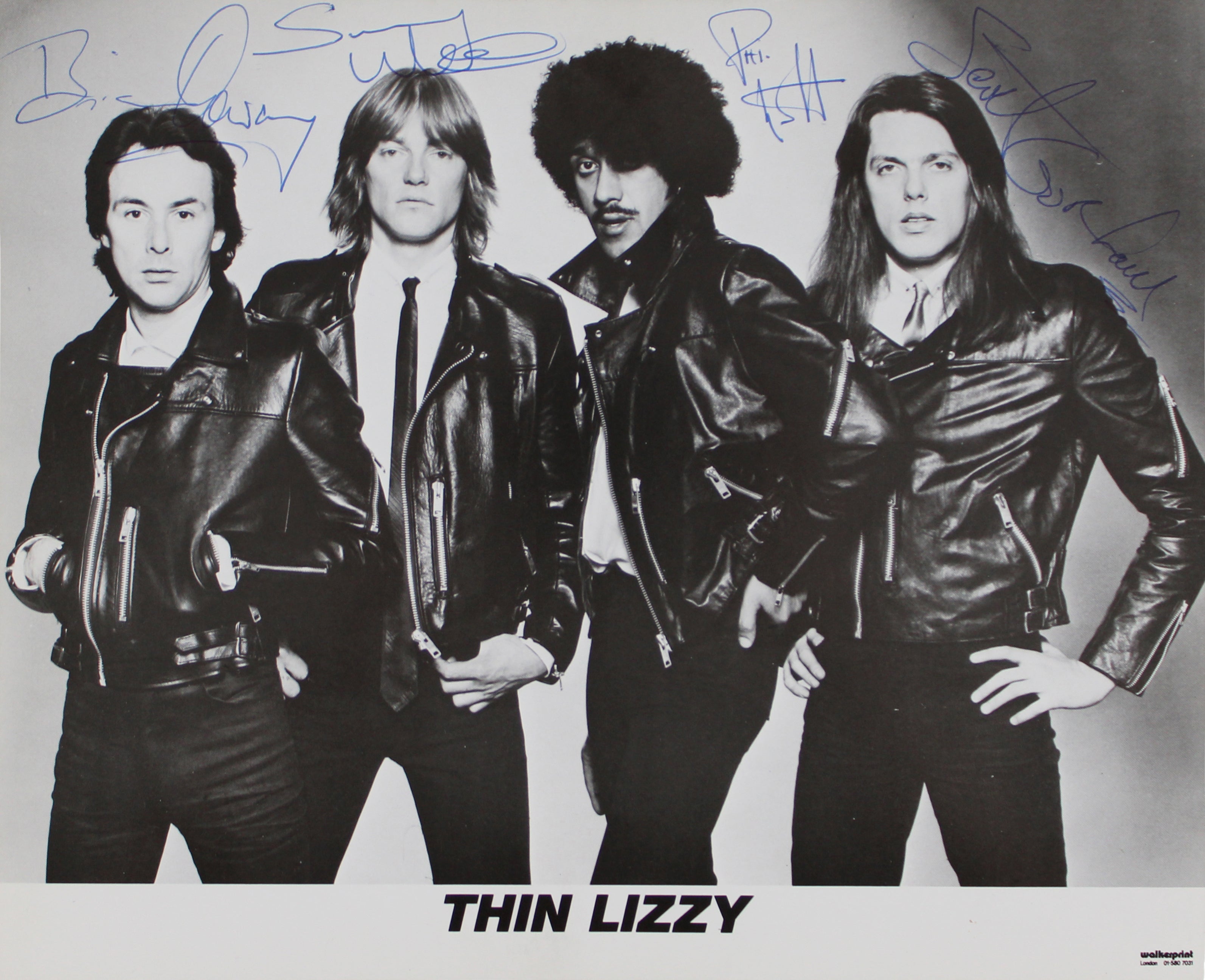 Thin Lizzy (4) Lynott, Gorham, White & Downey Signed 8x10 Photo BAS #AE13644