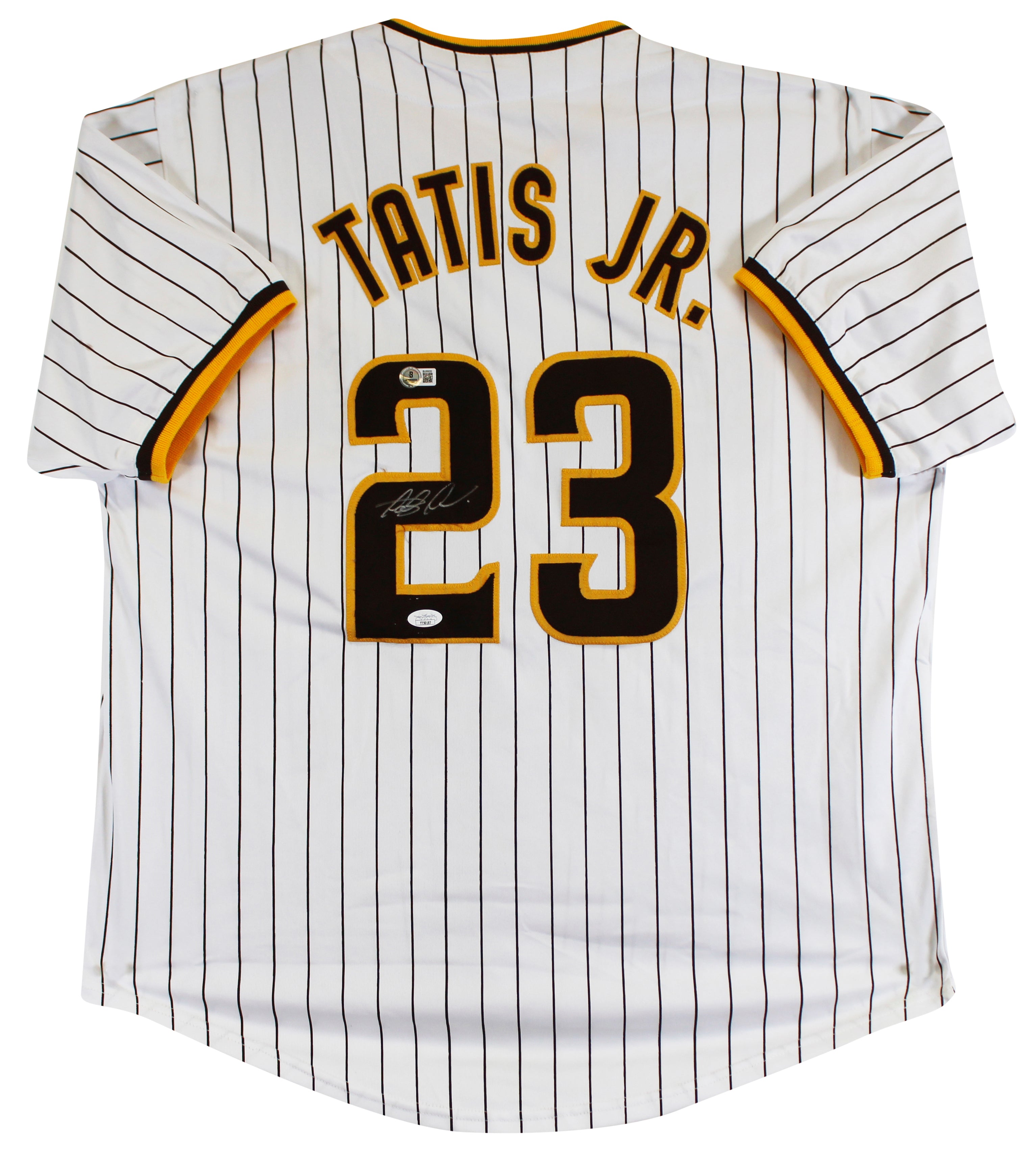 Fernando Tatis Jr. Signed White Pinstripe Pro Style Jersey BAS #BU55020