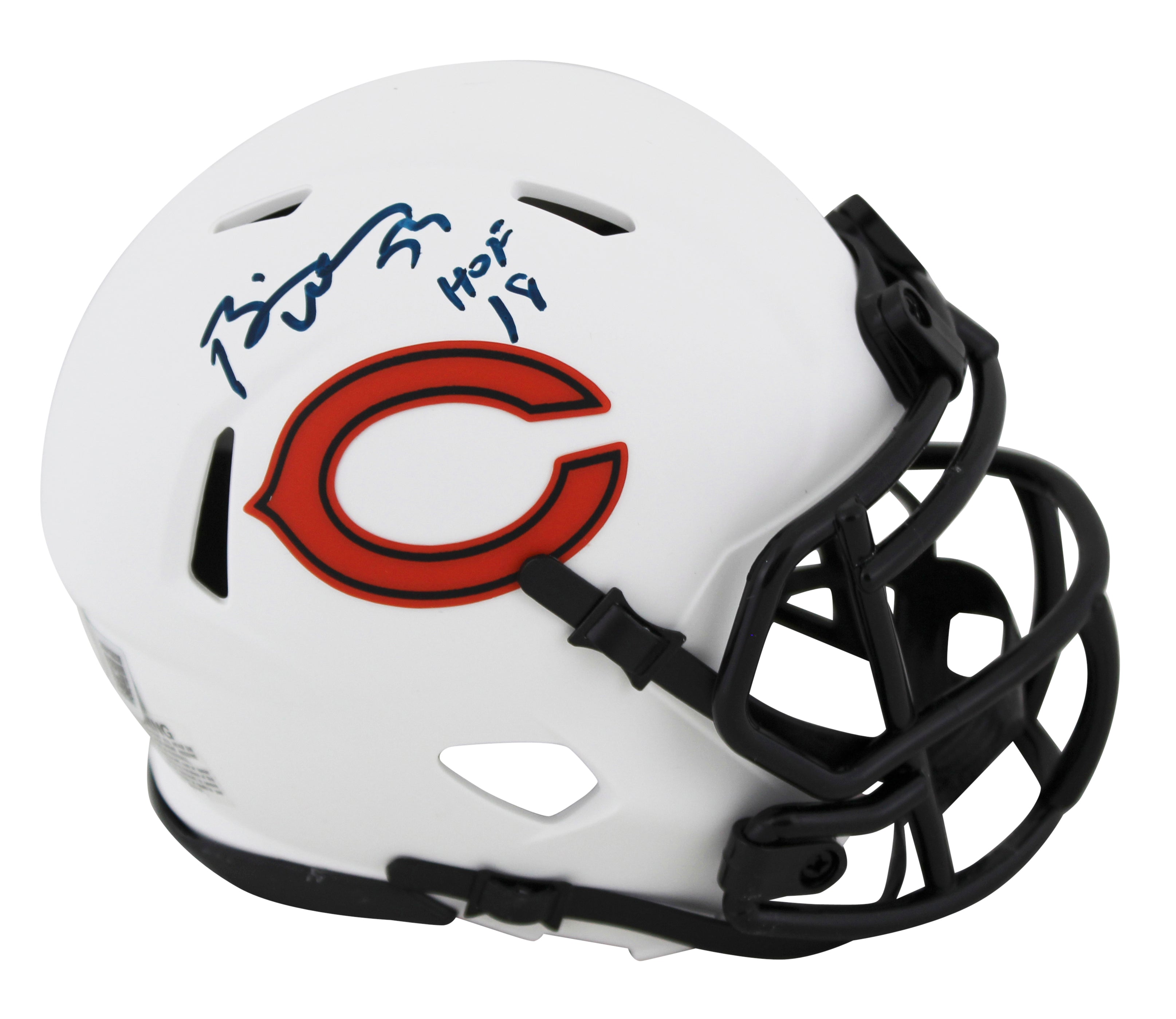 Bears Brian Urlacher "HOF 18" Signed Lunar Speed Mini Helmet BAS Witnessed