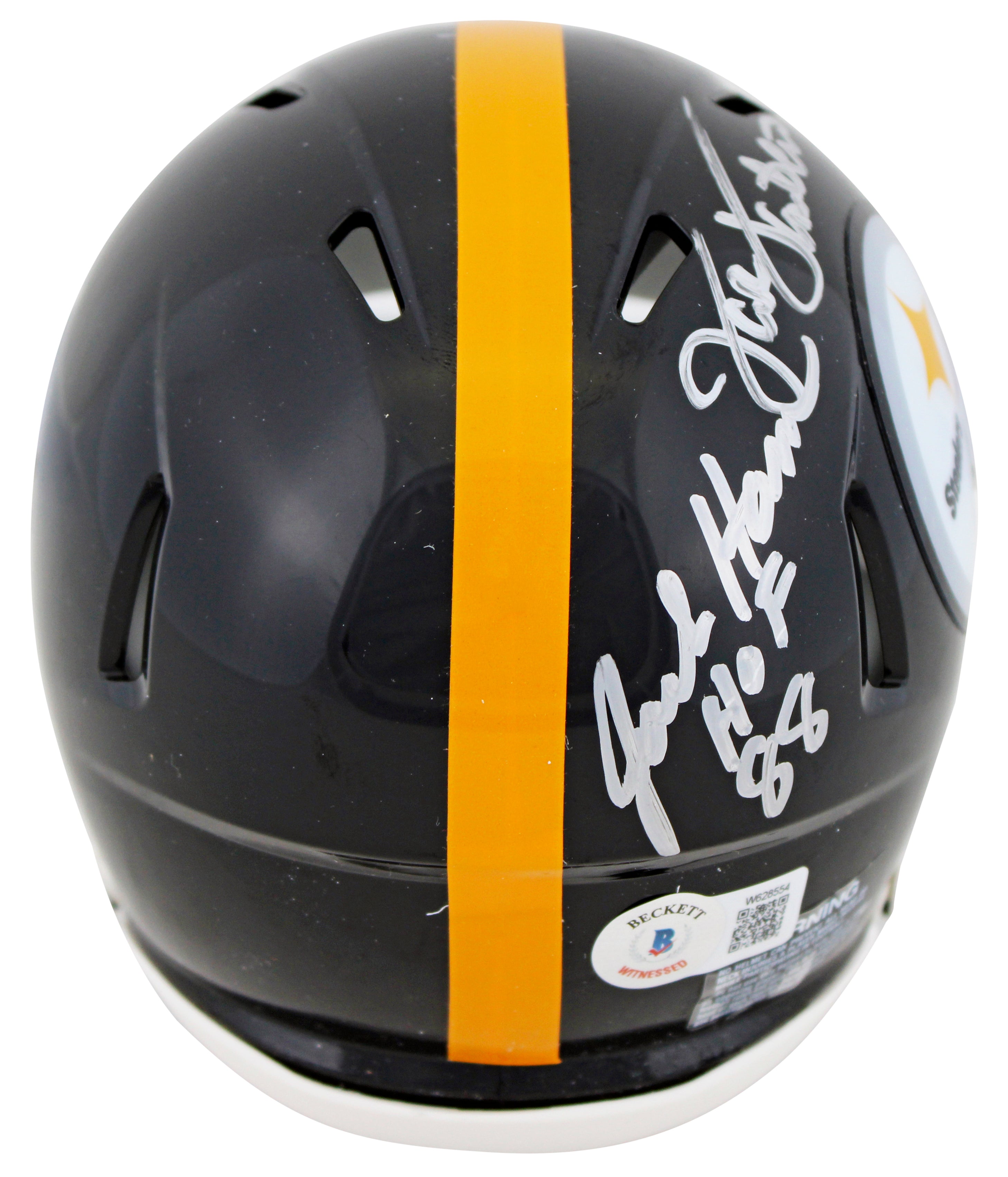 Steelers Jack Ham & Jack Lambert "HOF" Signed Speed Mini Helmet BAS Witnessed 2