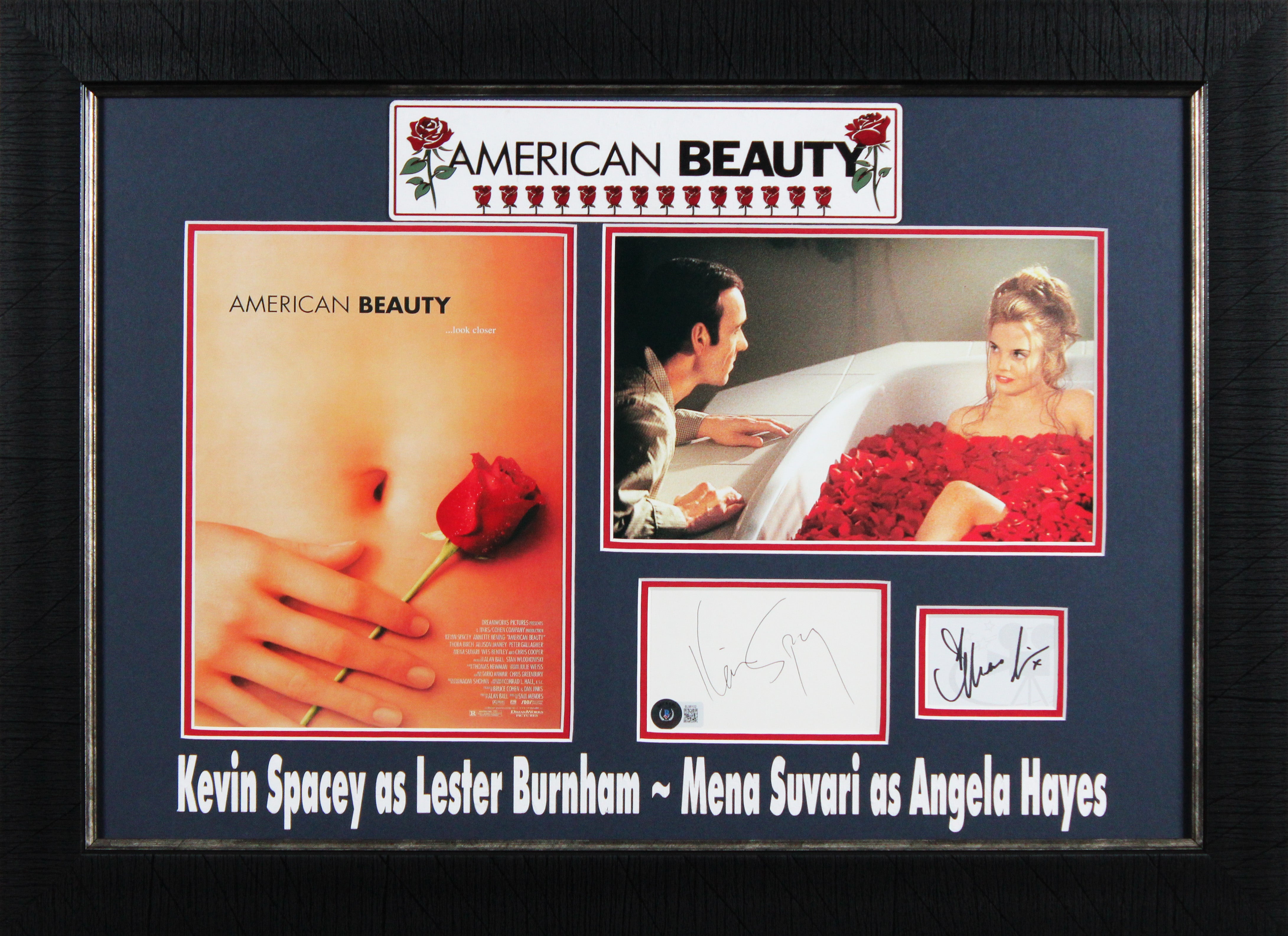 Kevin Spacey & Mena Suvari American Beauty Authentic Signed Framed Display BAS