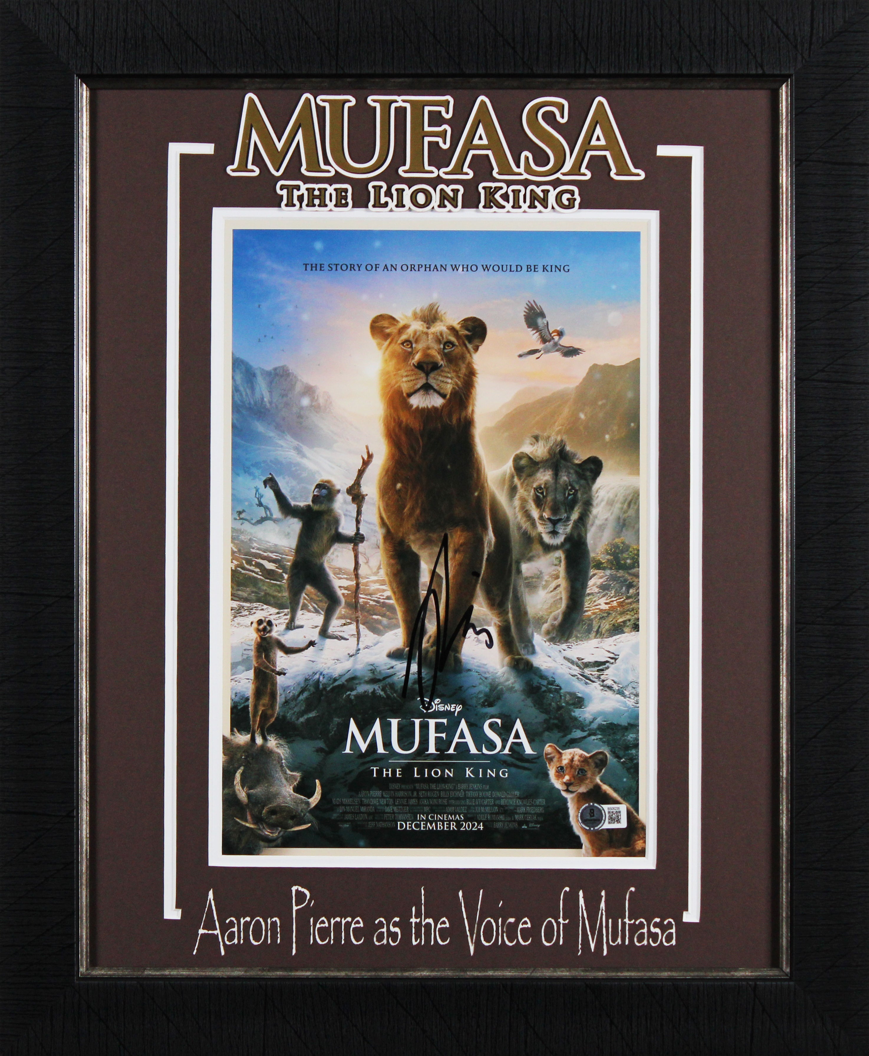 Aaron Pierre Mufasa: The Lion King Signed 11x14 Framed Photo BAS #BS05235