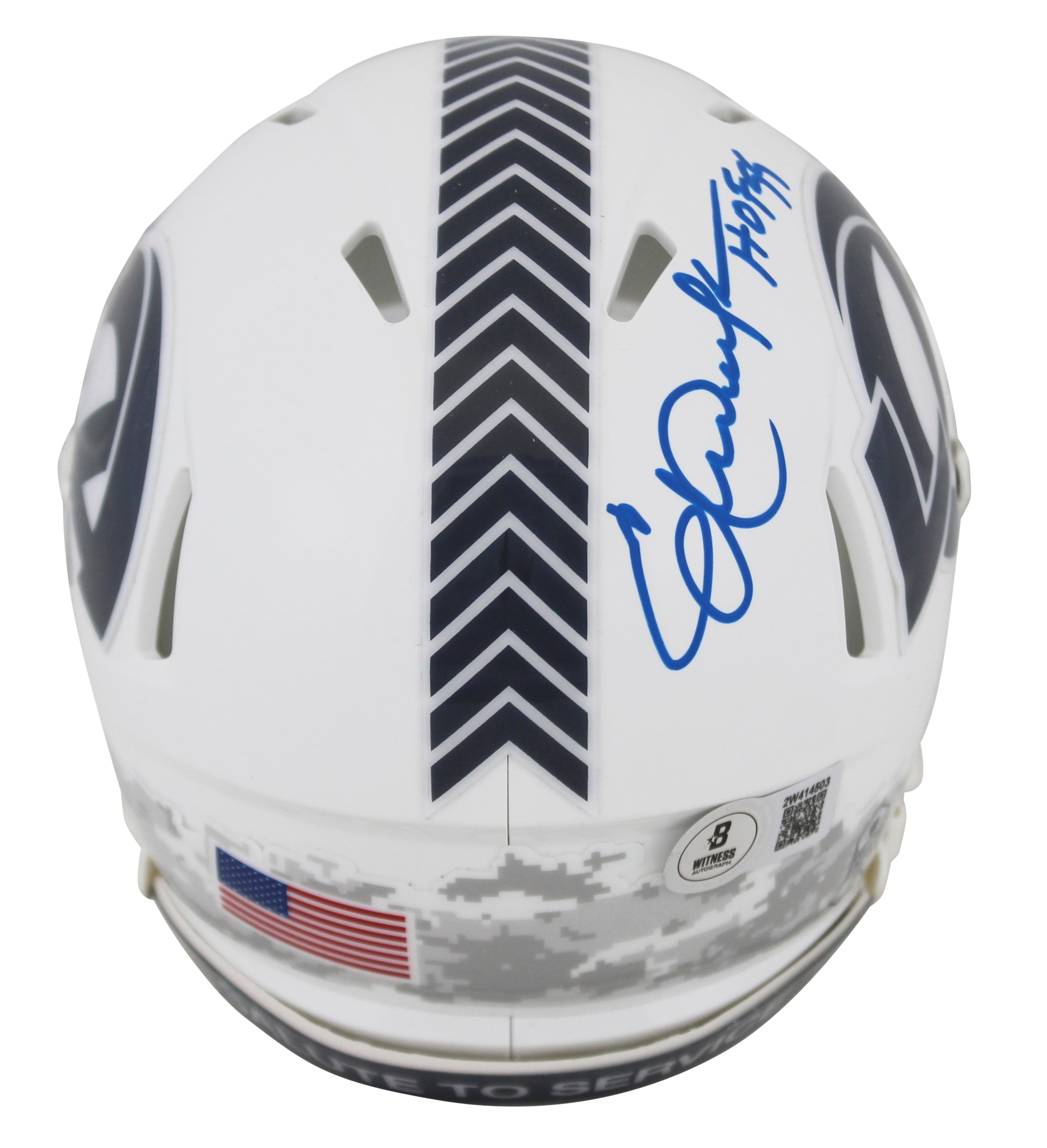 Rams Eric Dickerson "HOF 99" Signed STS III Speed Mini Helmet BAS Witnessed