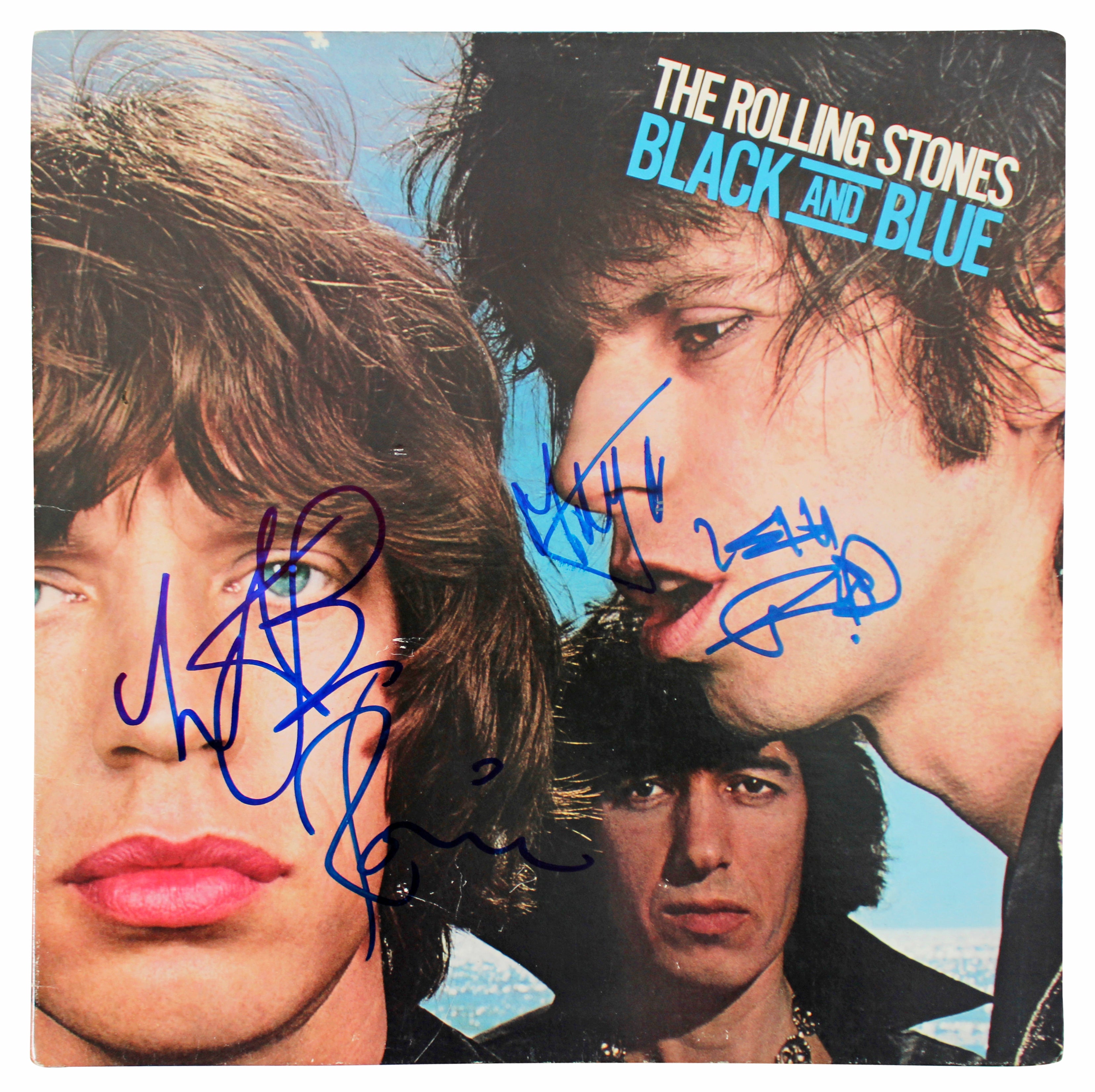 Rolling Stones (4) Jagger, Richards,  Wood +1 Signed Album Cover BAS #AB07769