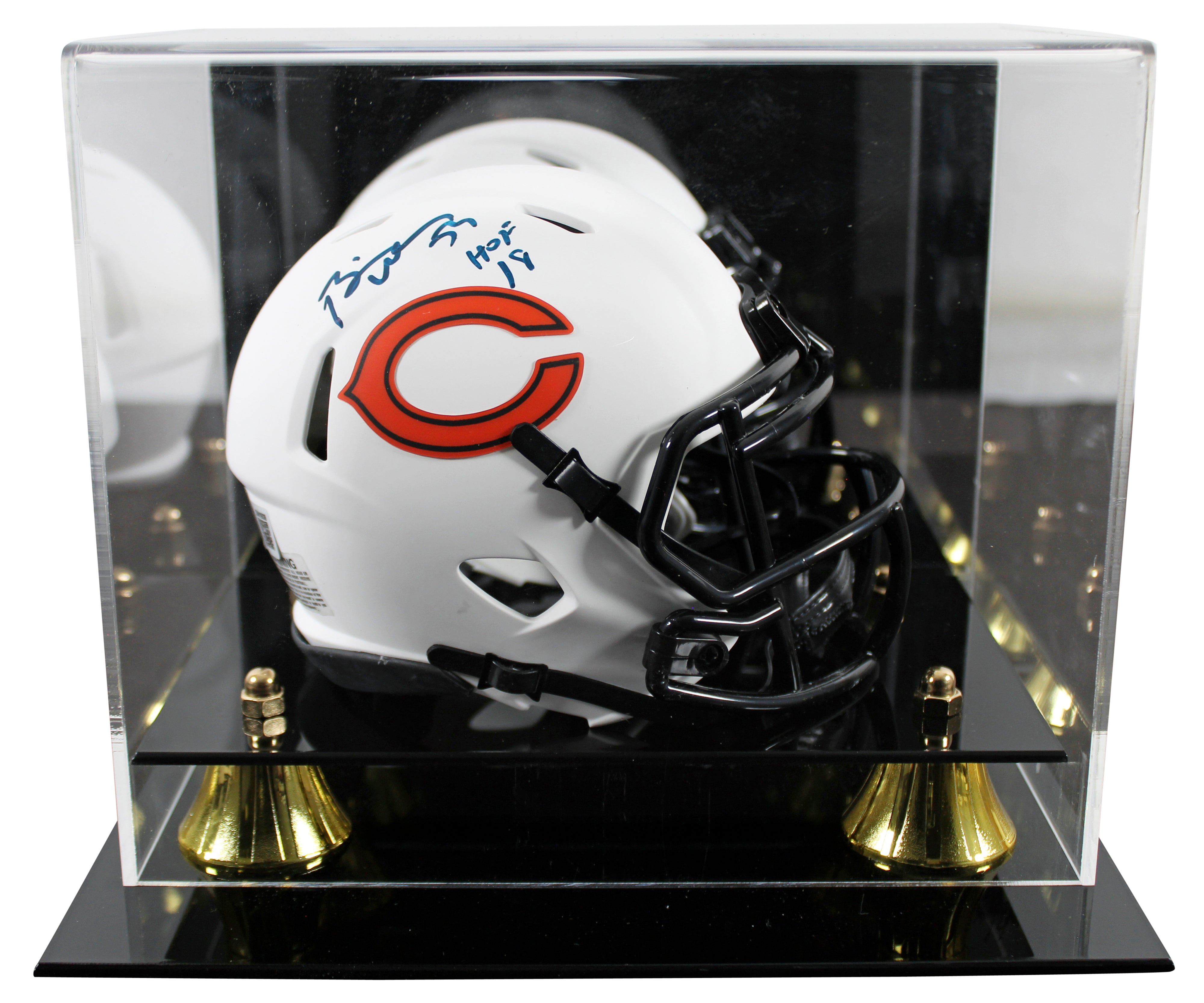 Bears Brian Urlacher "HOF 18" Signed Lunar Speed Mini Helmet W/ Case BAS Witness