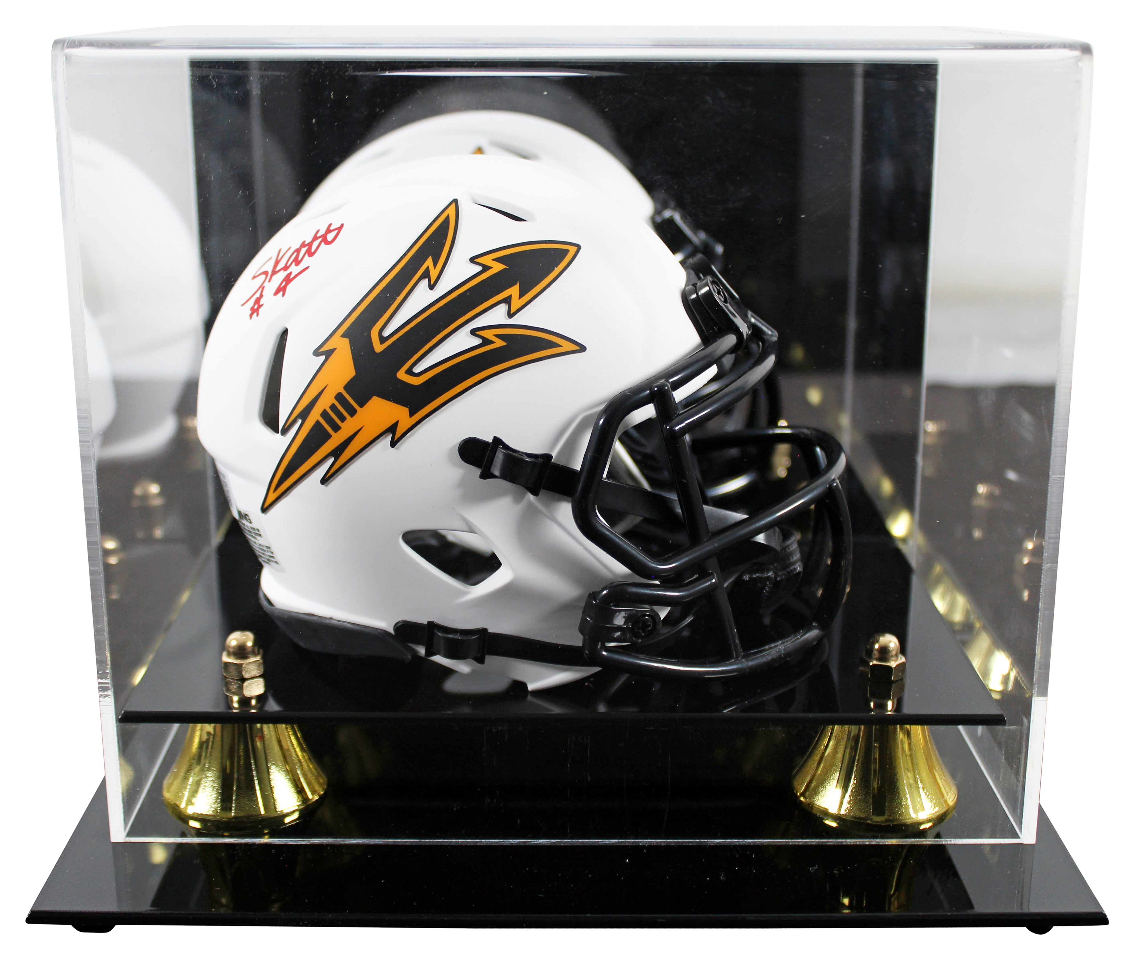 Arizona State Cameron Skattebo Signed Lunar Speed Mini Helmet W/ Case BAS Wit