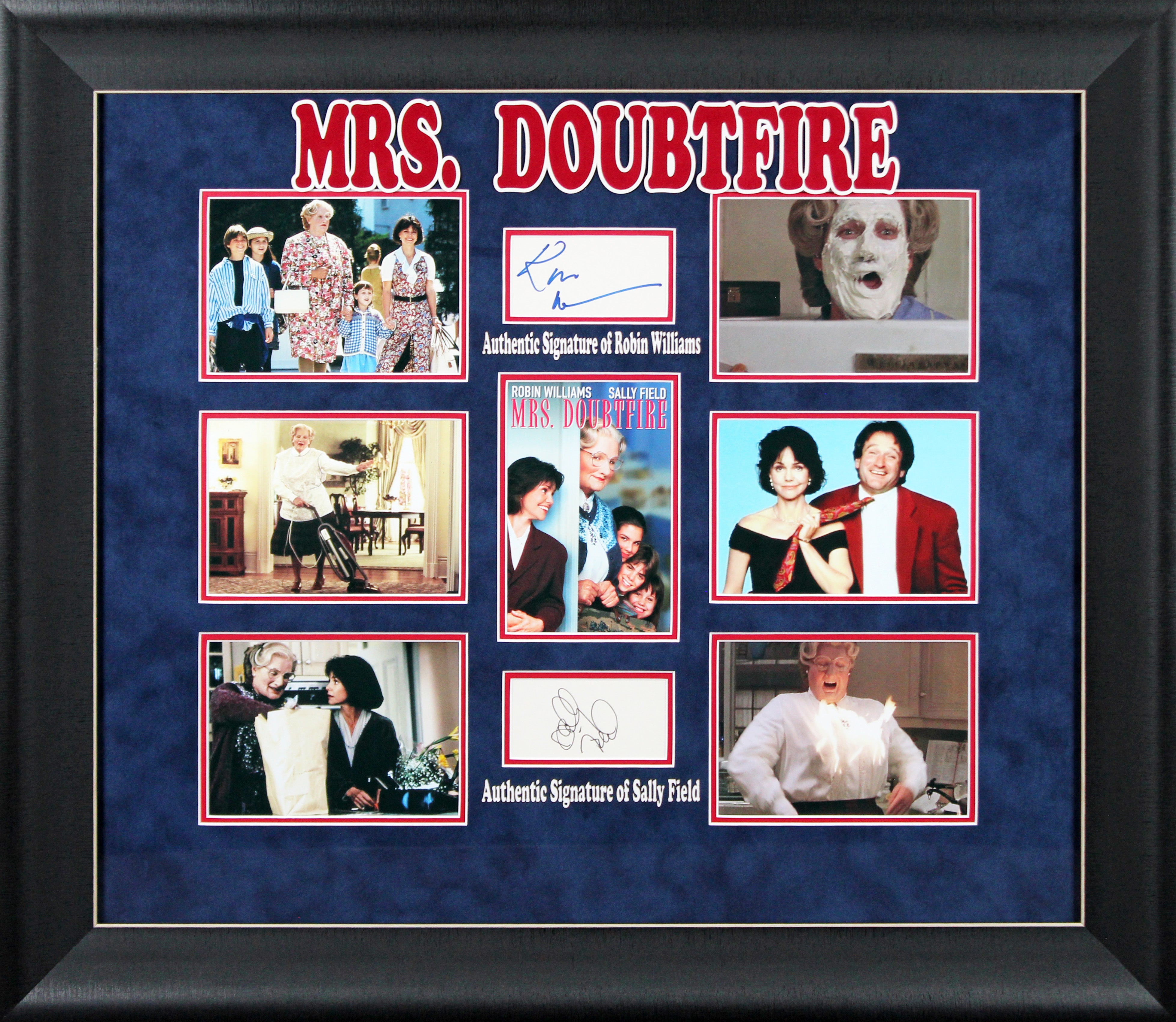 Robin Williams & Sally Field Mrs. Doubtfire Signed Framed Display BAS #AE09501