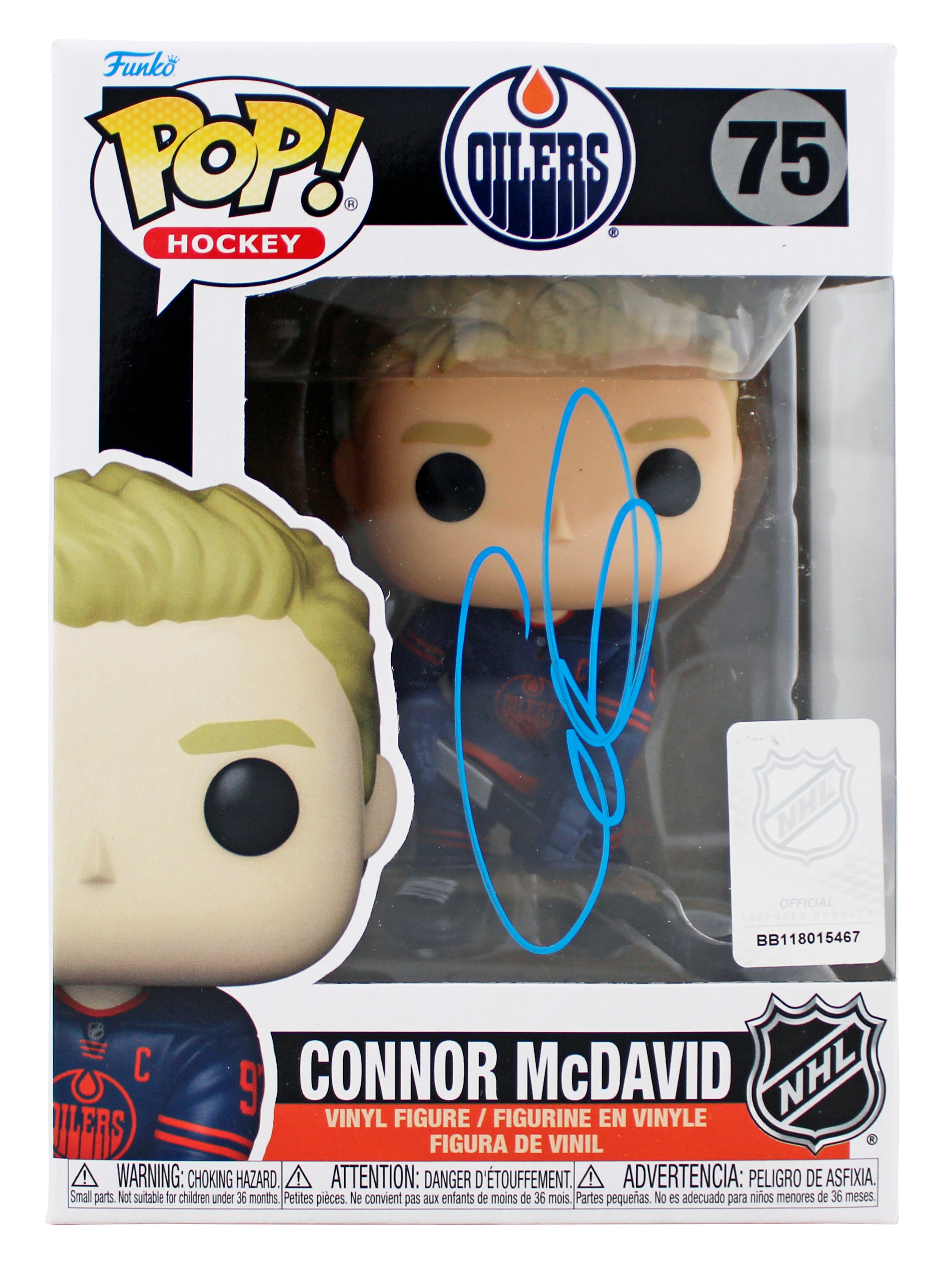 Oilers Connor McDavid Authentic Signed #75 Funko Pop Vinyl Figure JSA #AV75110