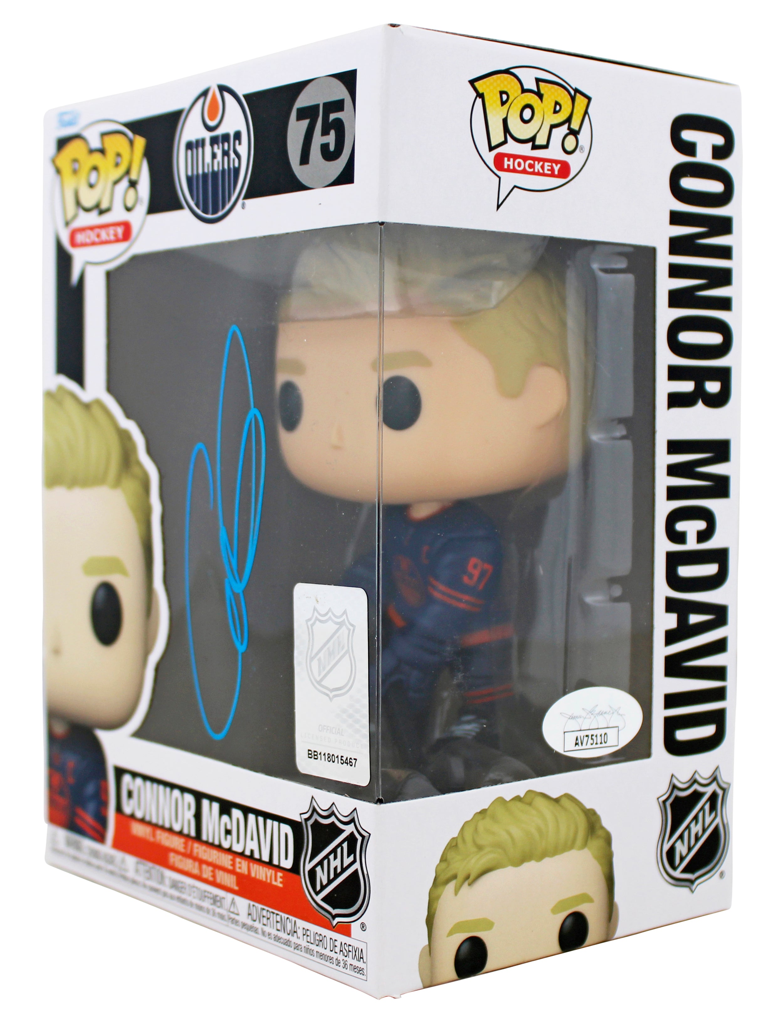 Oilers Connor McDavid Authentic Signed #75 Funko Pop Vinyl Figure JSA #AV75110