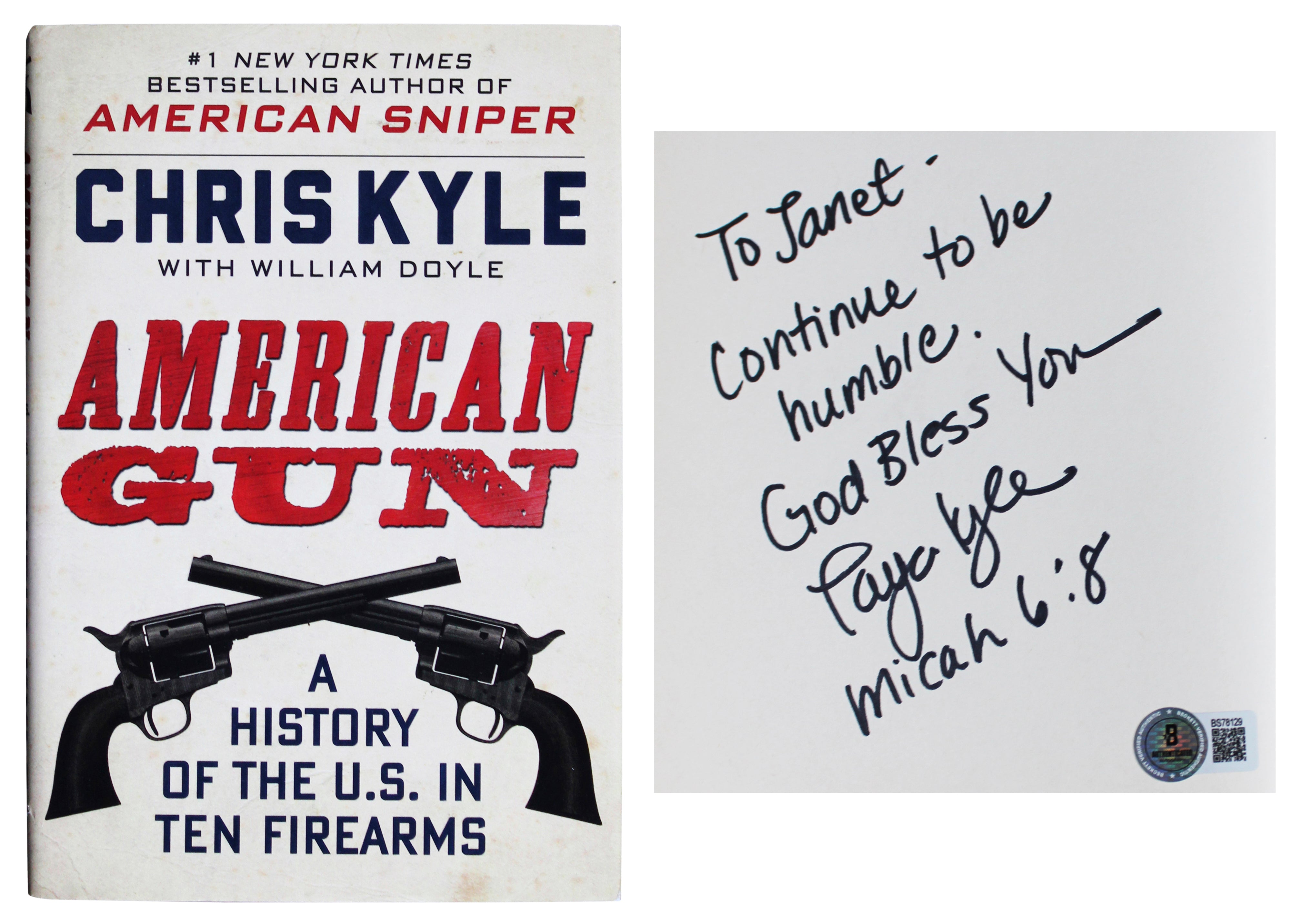 Taya Kyle "God Bless You" Authentic Signed American Gun Book BAS #BS78129