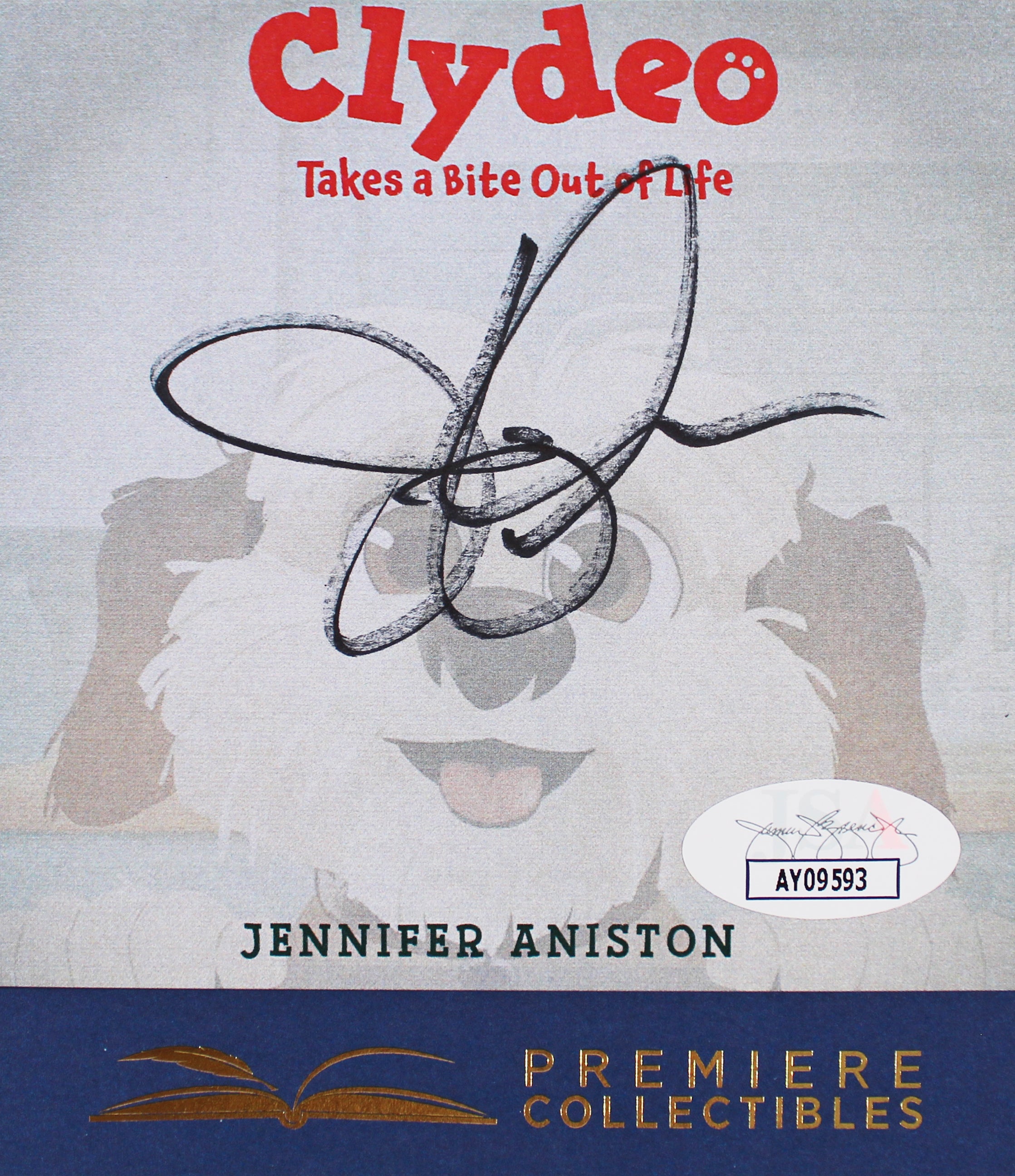 Jennifer Aniston Authentic Signed Clydeo Takes A Bite Out of Life Book JSA