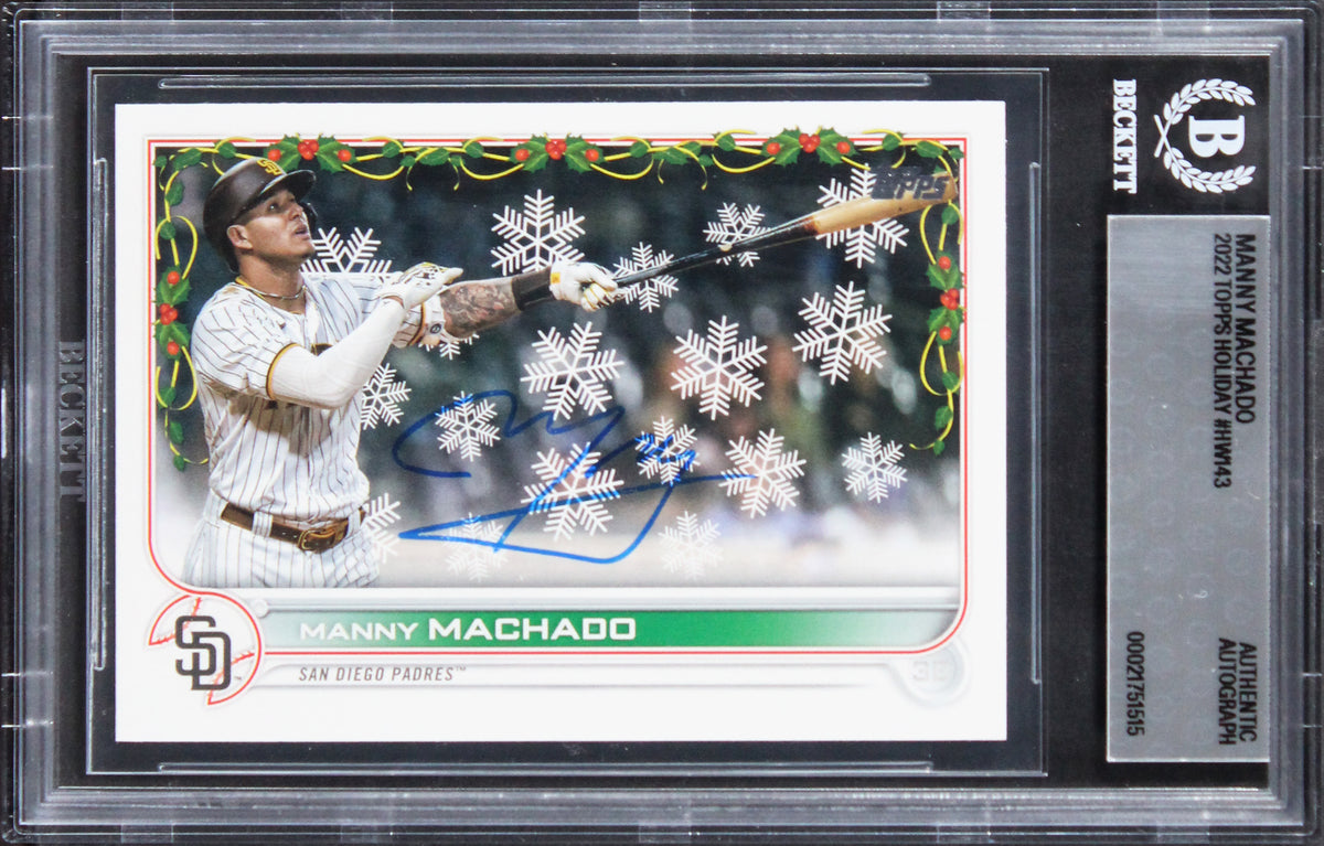 Padres Manny Machado Authentic Signed 2022 Topps Holiday #HW143 Card BAS Slabbed