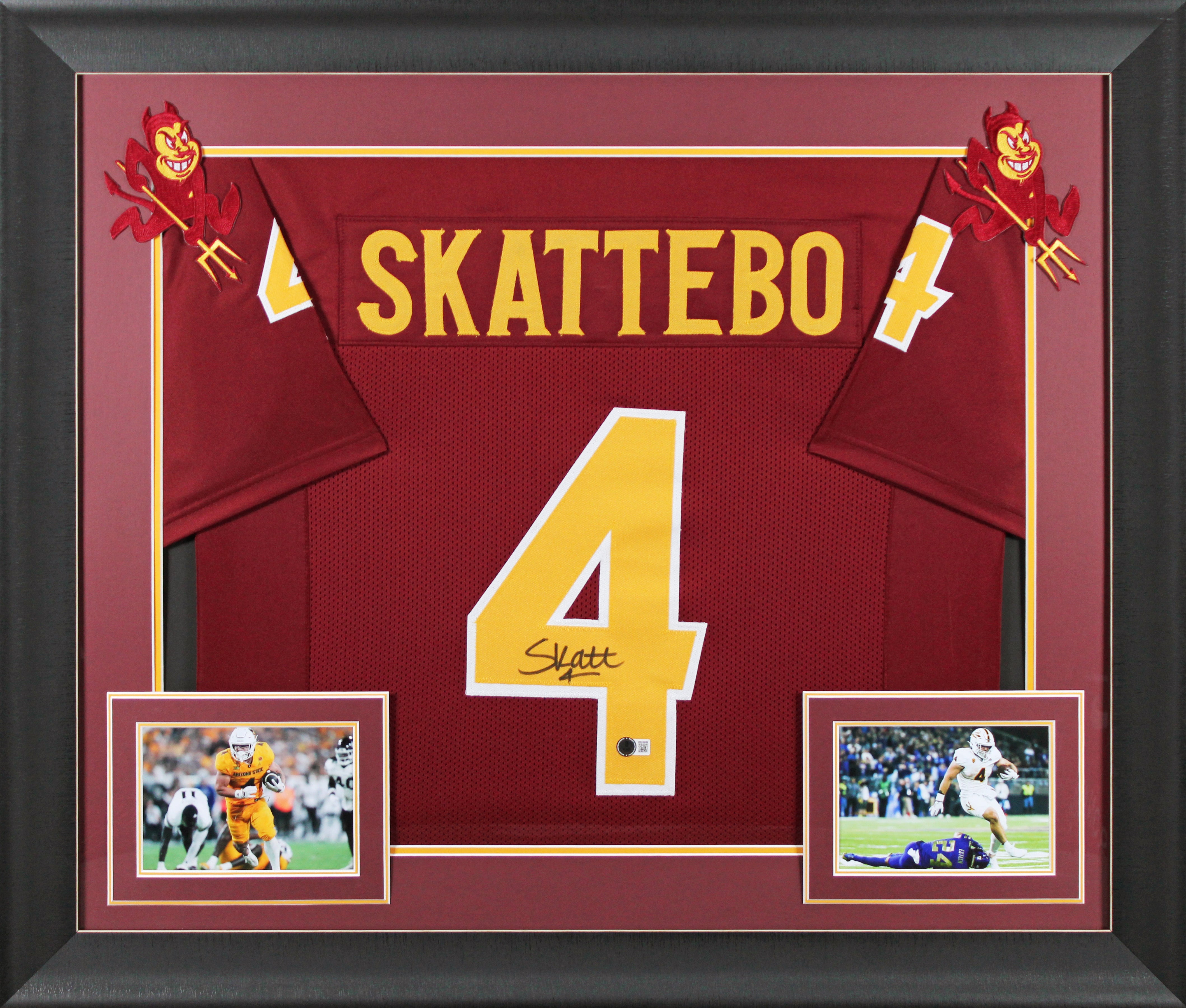 Arizona State Cameron Skattebo Signed Maroon Pro Style Framed Jersey BAS Witness