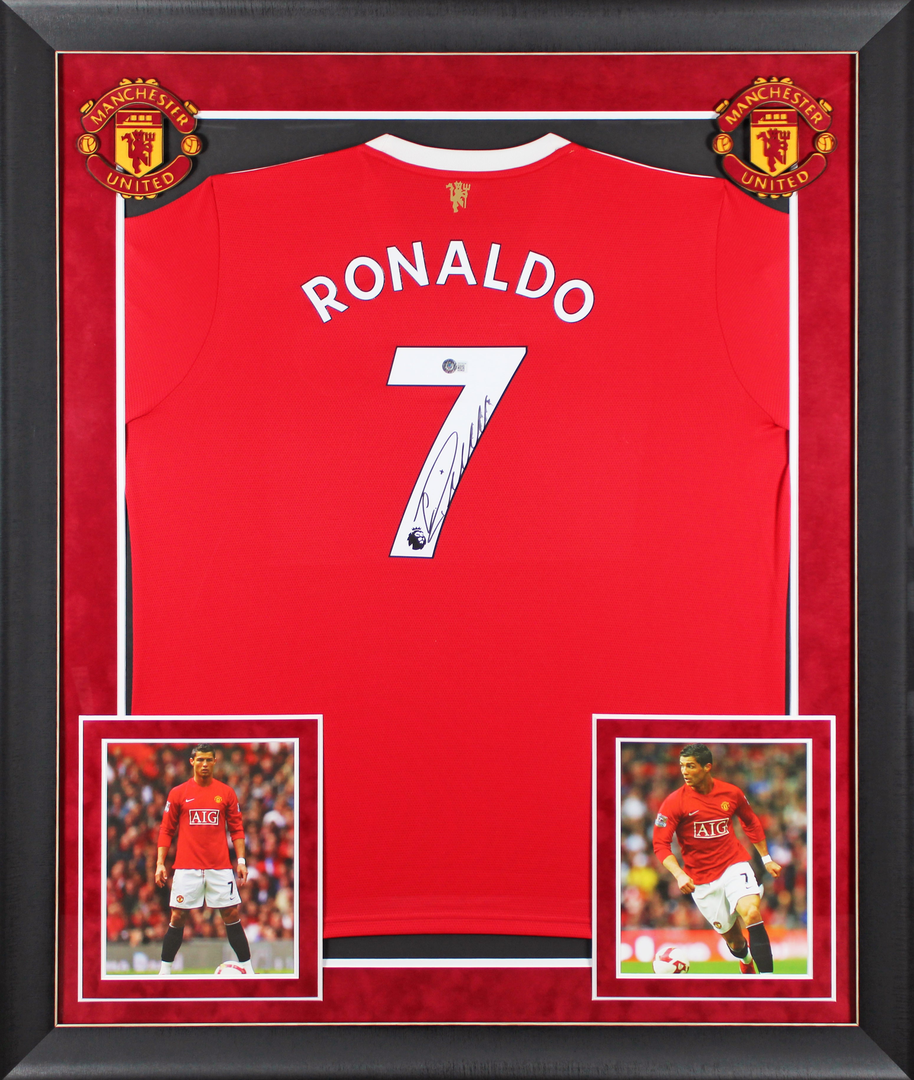 Man United Cristiano Ronaldo Signed Red Adidas Framed Jersey BAS Wit #WX29239