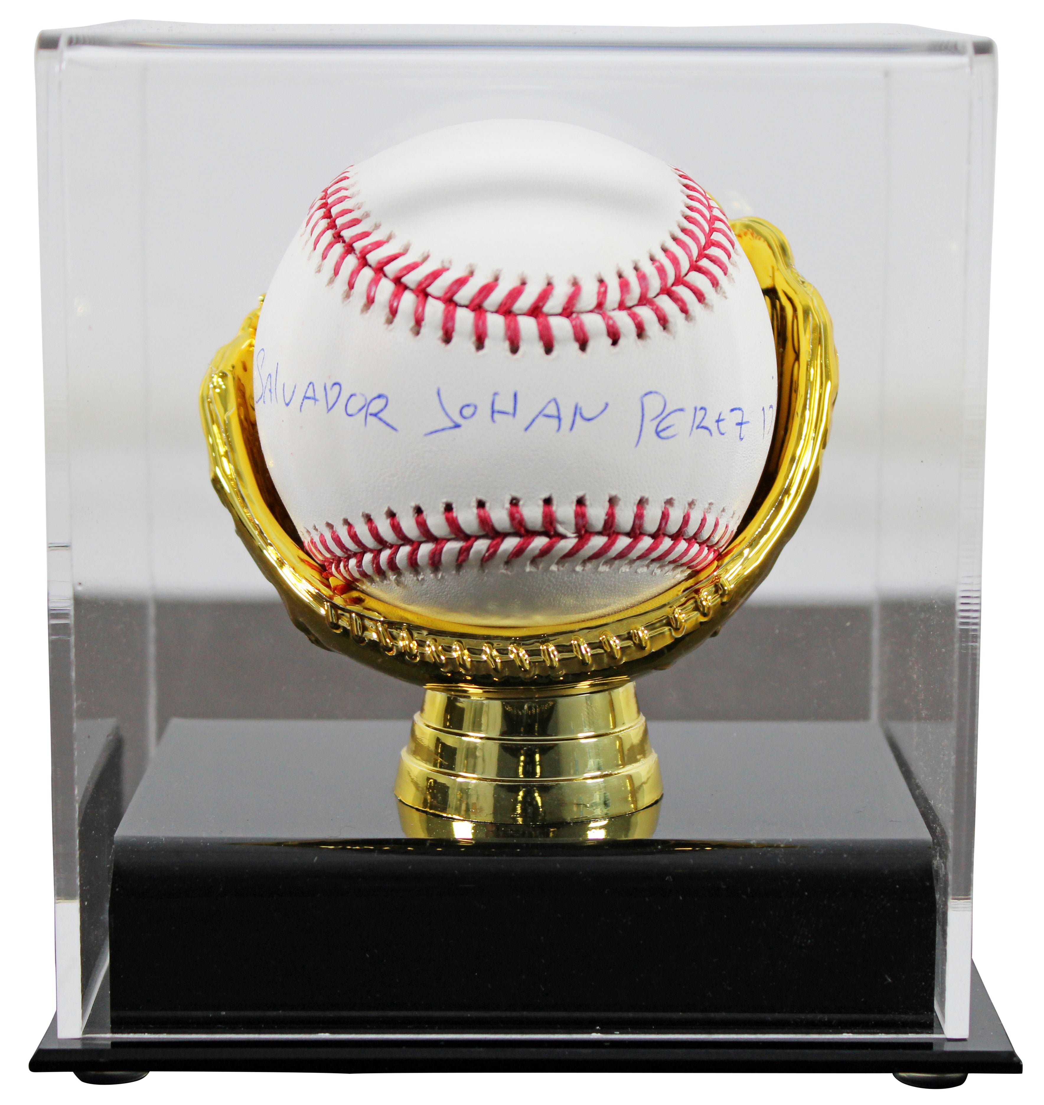 Royals Salvador Johan Perez DIaz Full Name Signed Oml Baseball w/ Case BAS Wit