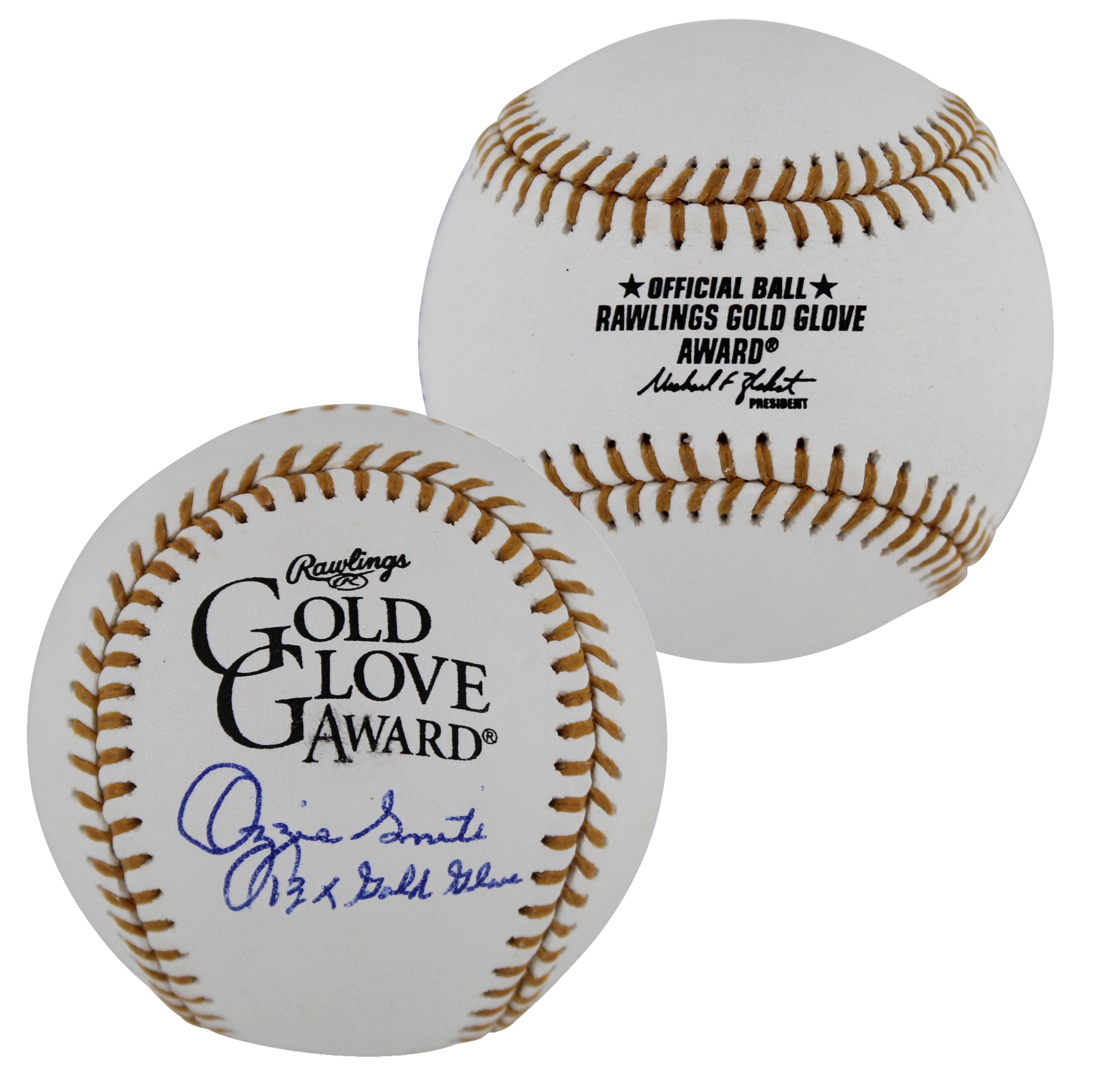 Cardinals Ozzie Smith "13x Gold Glove" Signed GG Logo Oml Baseball  w/ Case Fan