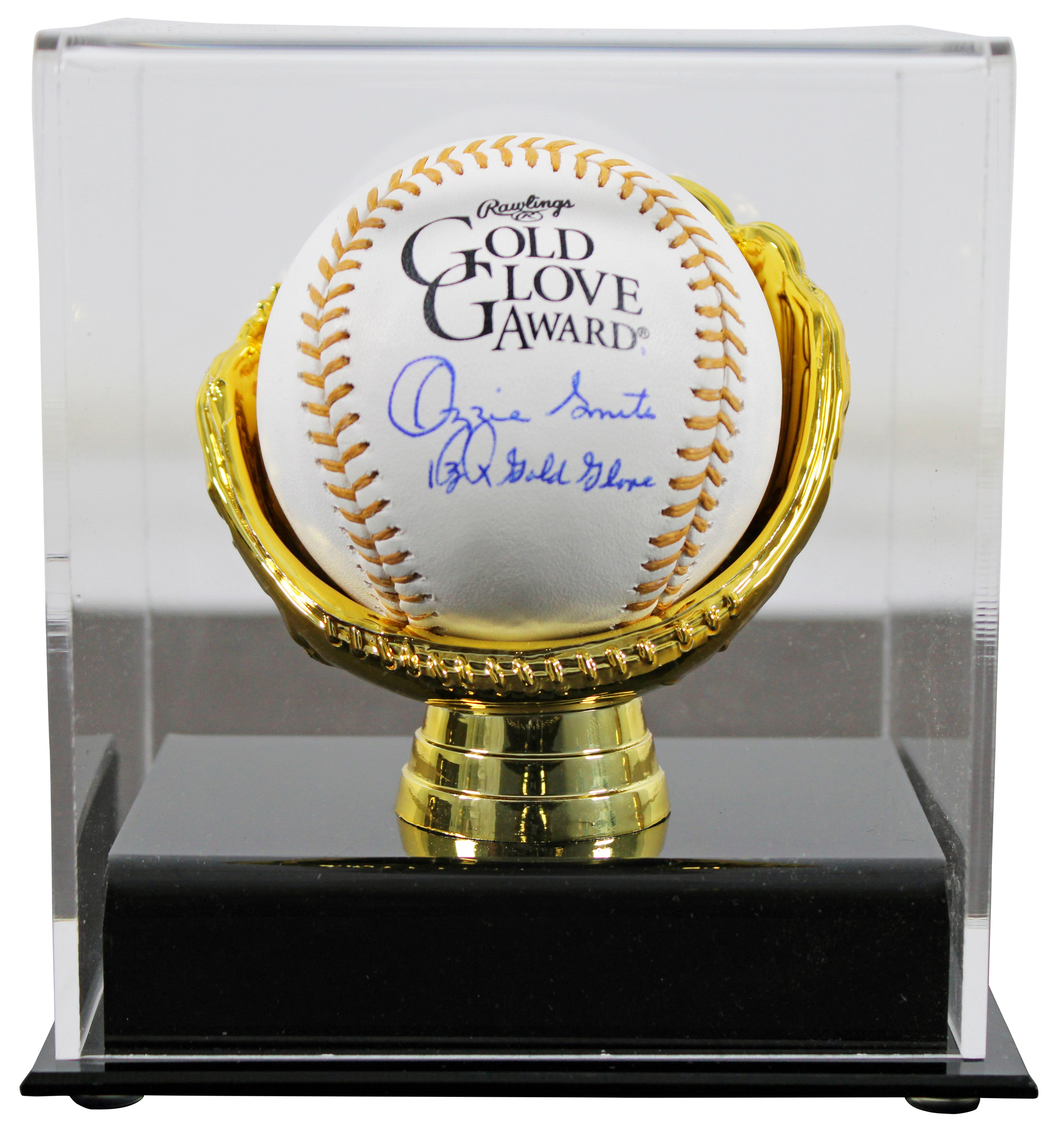 Cardinals Ozzie Smith "13x Gold Glove" Signed GG Logo Oml Baseball  w/ Case Fan