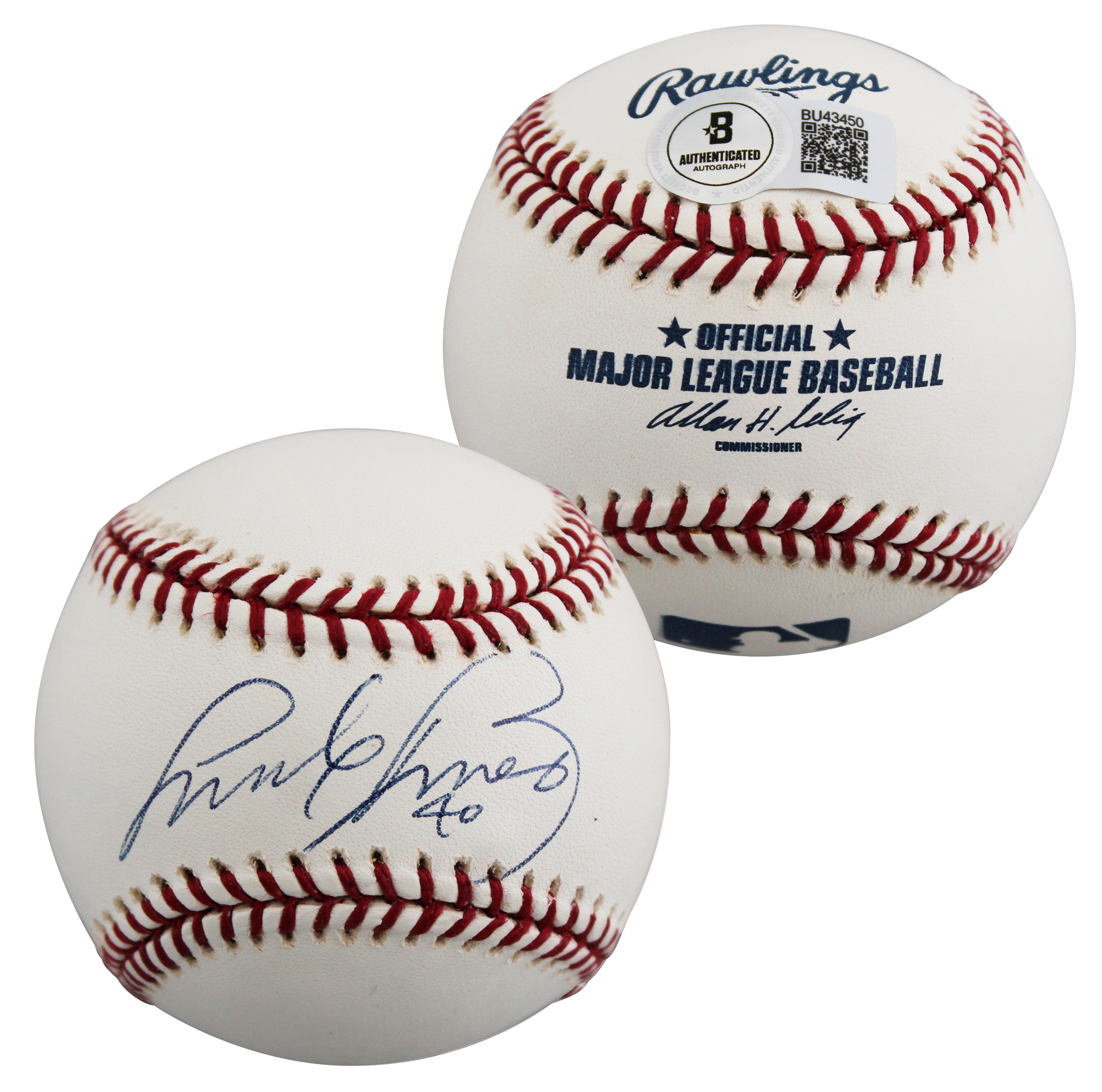 Padres Andy Benes Authentic Signed Allen Selig OML Baseball BAS #BU43450