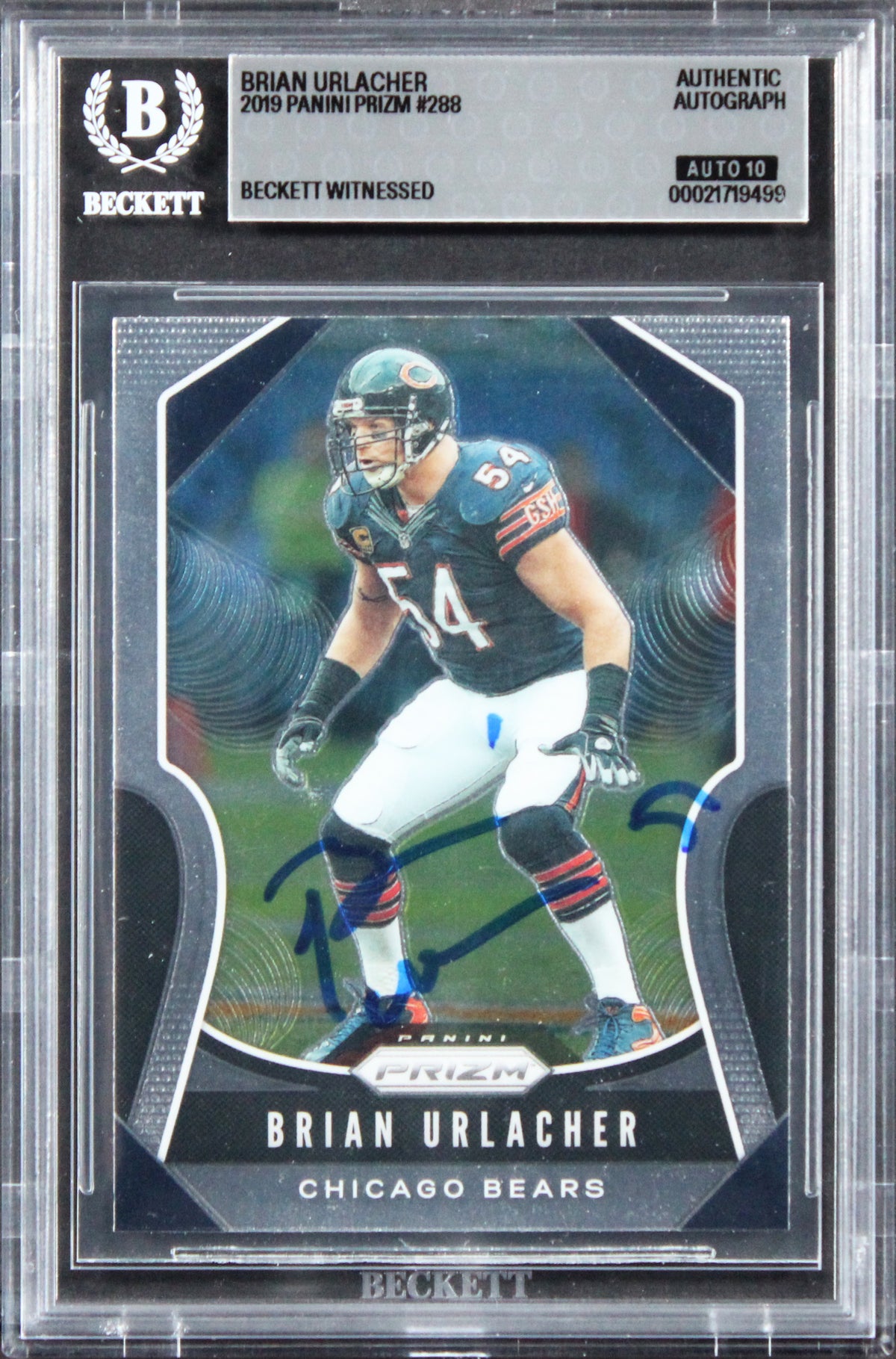 Bears Brian Urlacher Signed 2019 Panini Prizm #288 Card Auto GM 10! BAS Slabbed