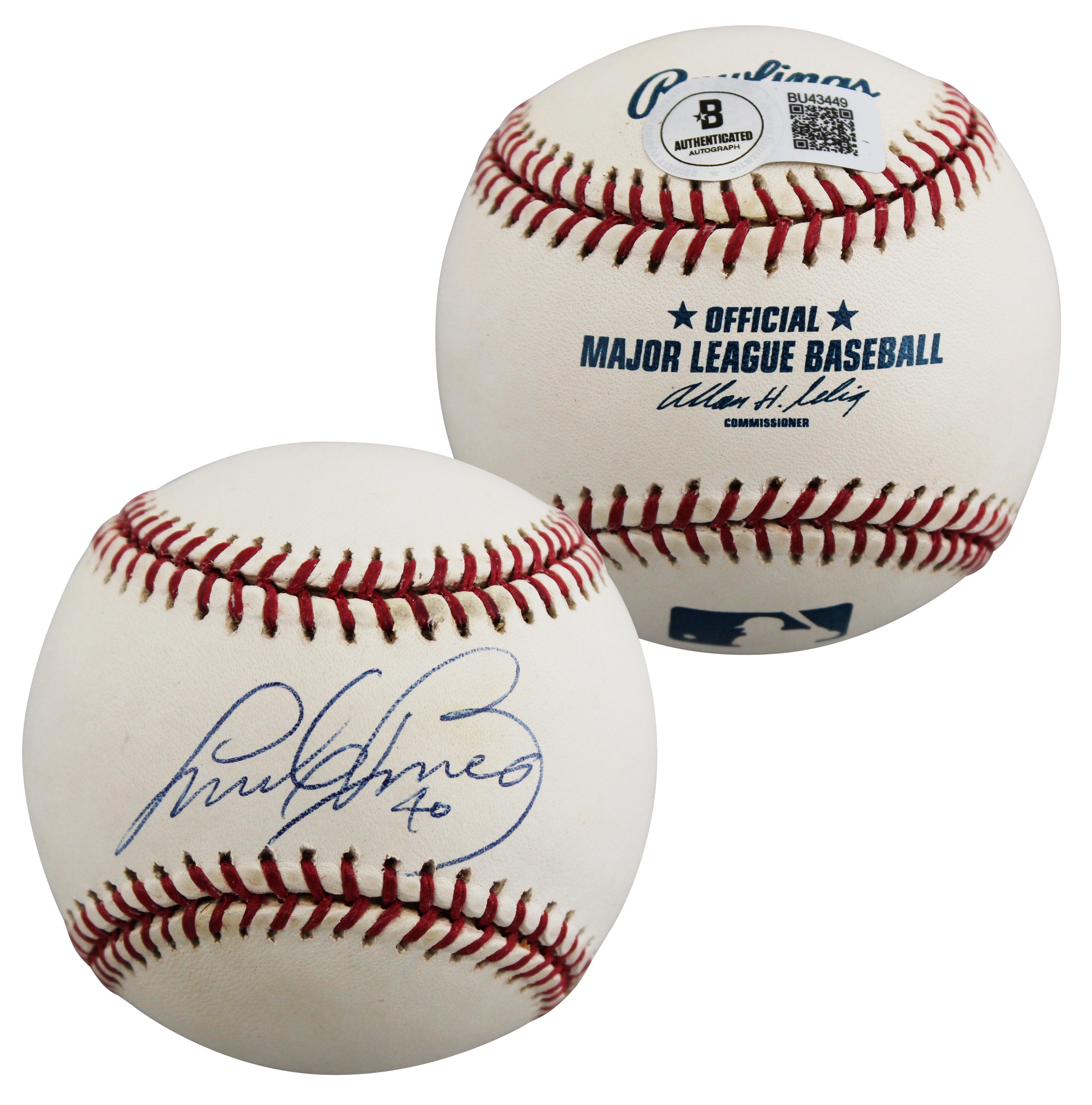 Padres Andy Benes Authentic Signed Allen Selig OML Baseball BAS #BU43449