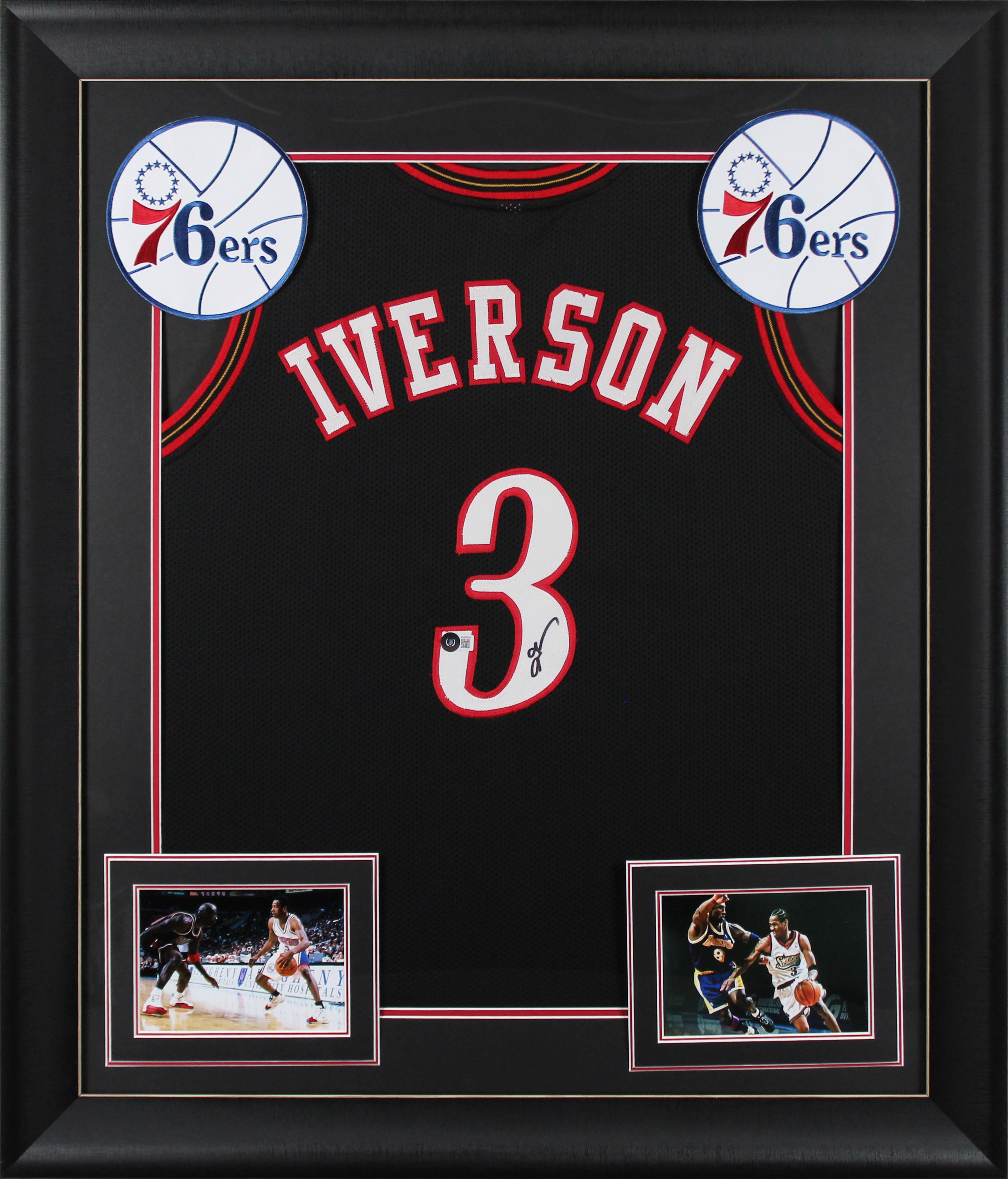 Allen Iverson Authentic Signed Black Pro Style Framed Jersey Autographed BAS