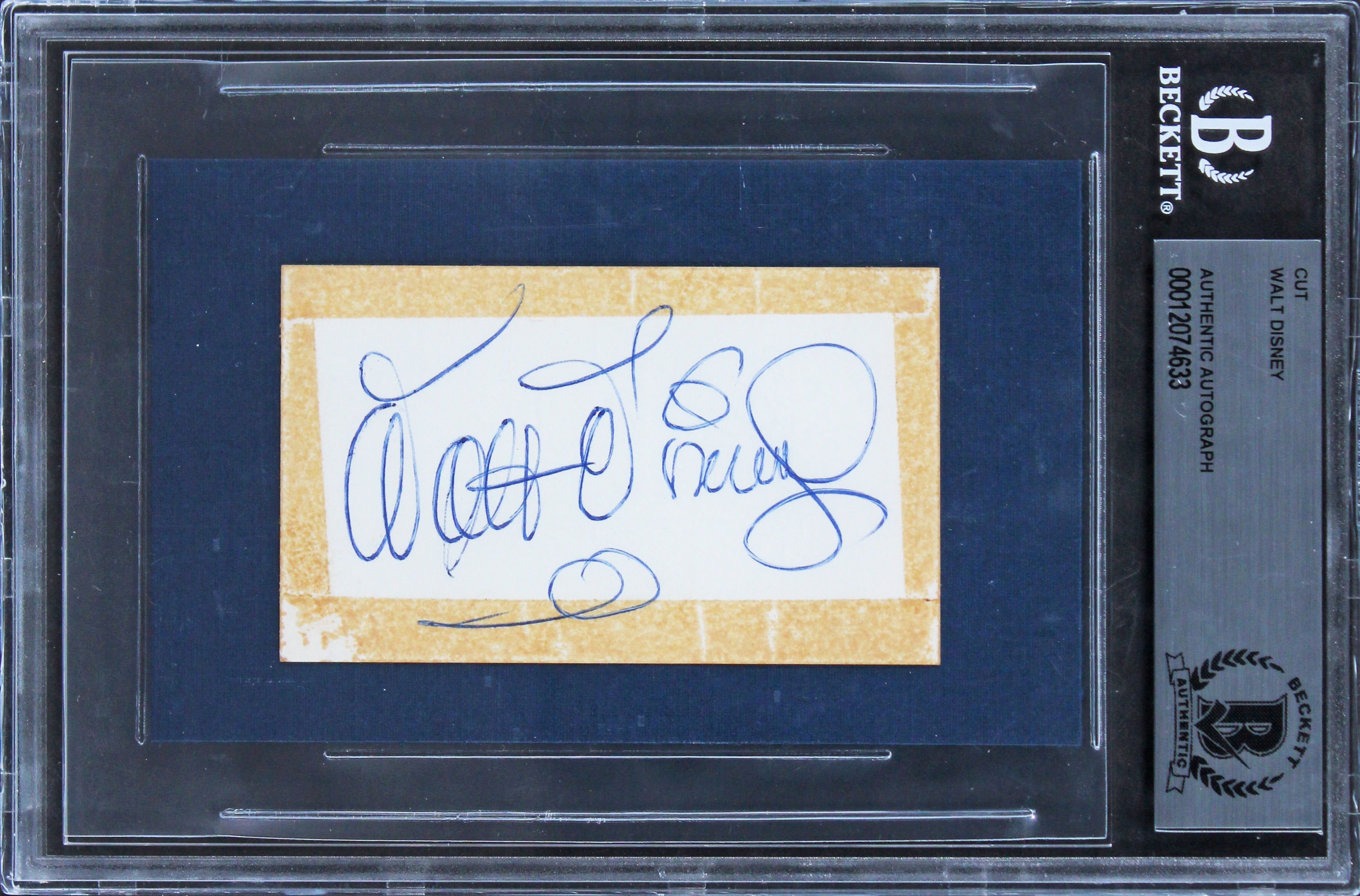 Walt Disney Authentic Signed 2x3.5 Cut Signature Autographed BAS Slabbed