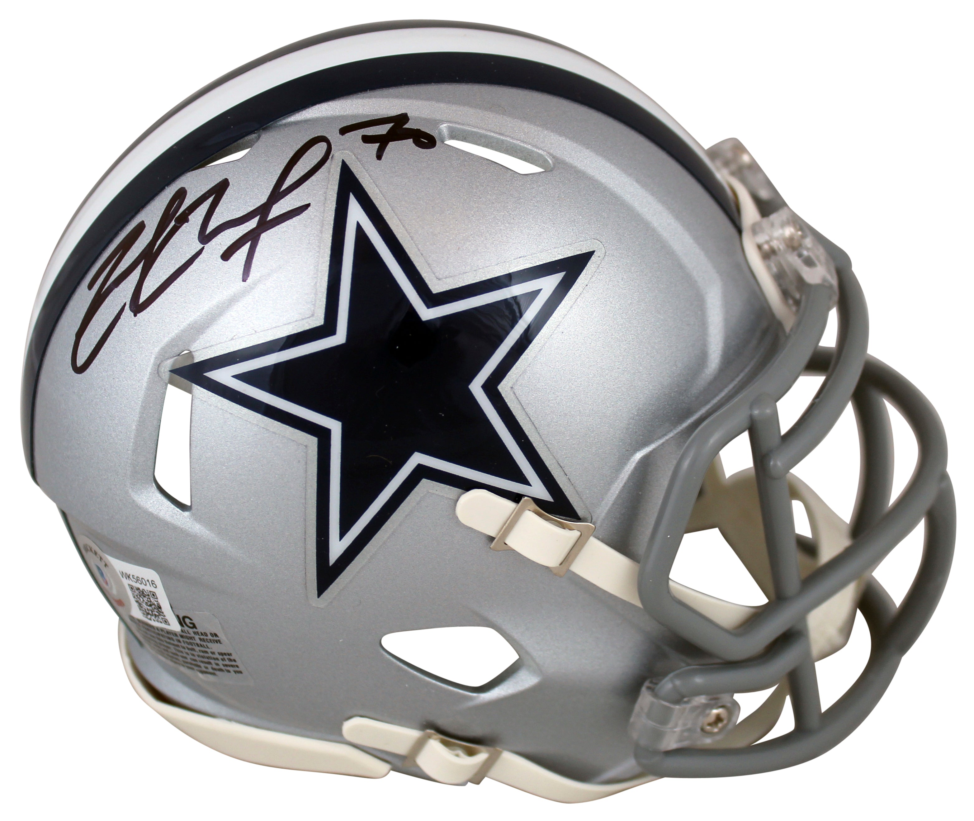 Cowboys Zack Martin Signed Silver Speed Mini Helmet W/ Case BAS Witnessed
