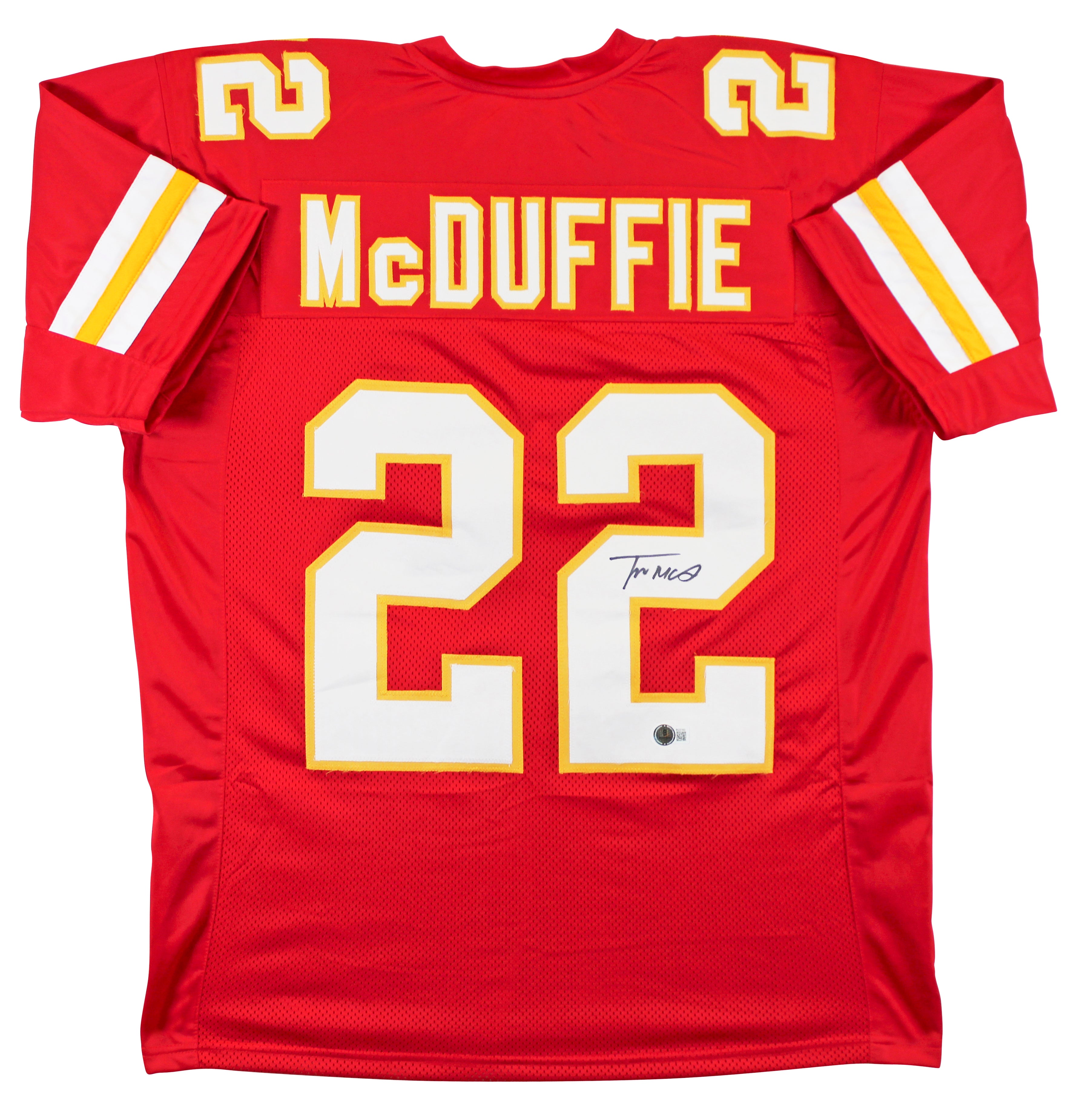 Trent McDuffie Authentic Signed Red Pro Style Jersey Autographed BAS Witnessed 2